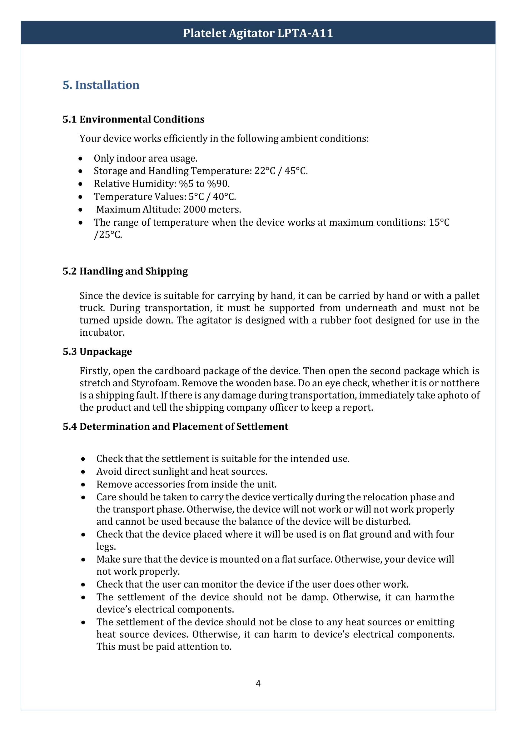 Platelet Agitator LPTA-A11 Manual