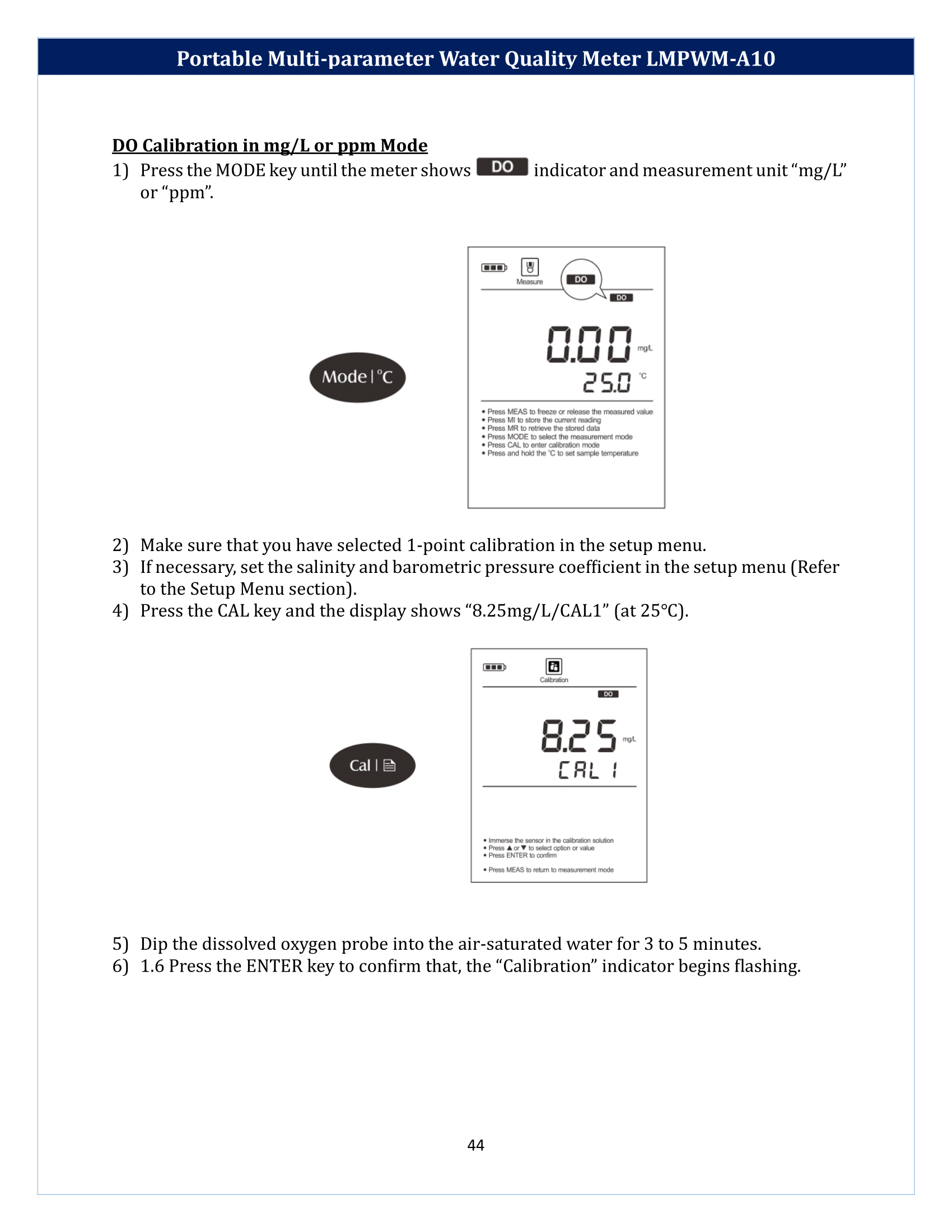 Portable Multi-parameter Water Quality Meter LMPWM-A10 Manual