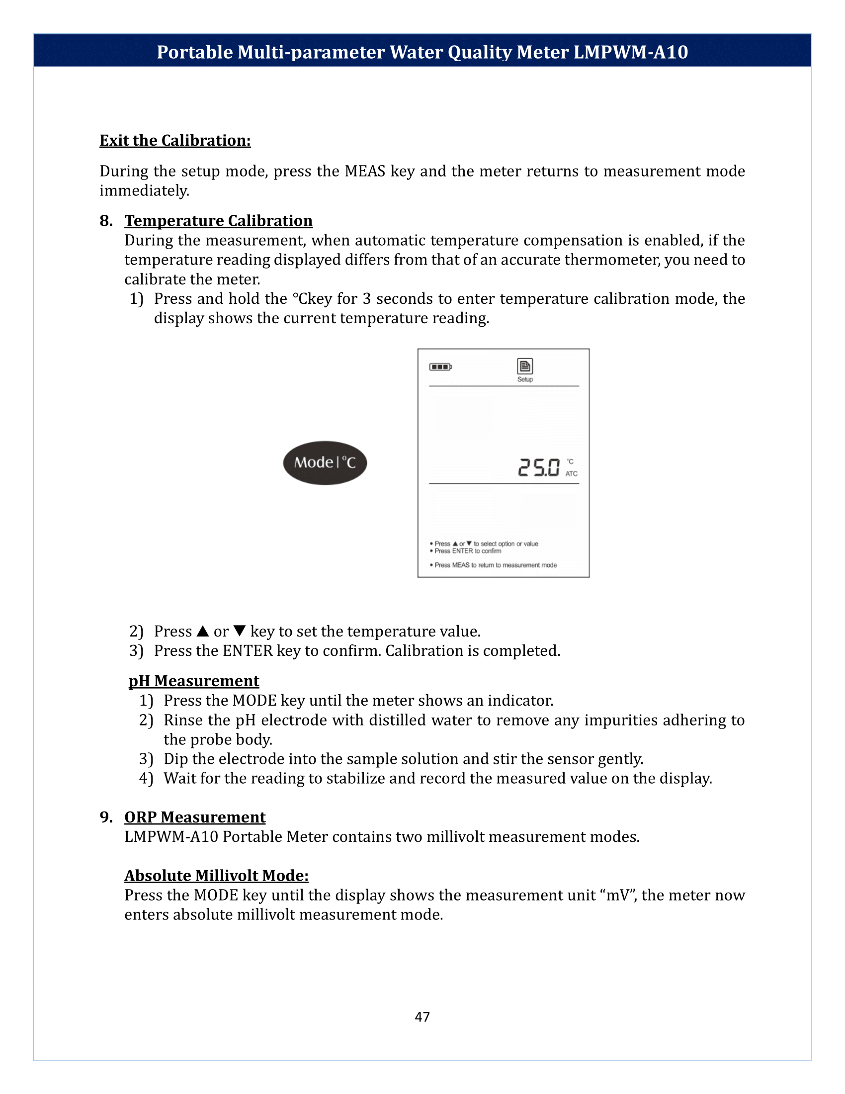 Portable Multi-parameter Water Quality Meter LMPWM-A10 Manual