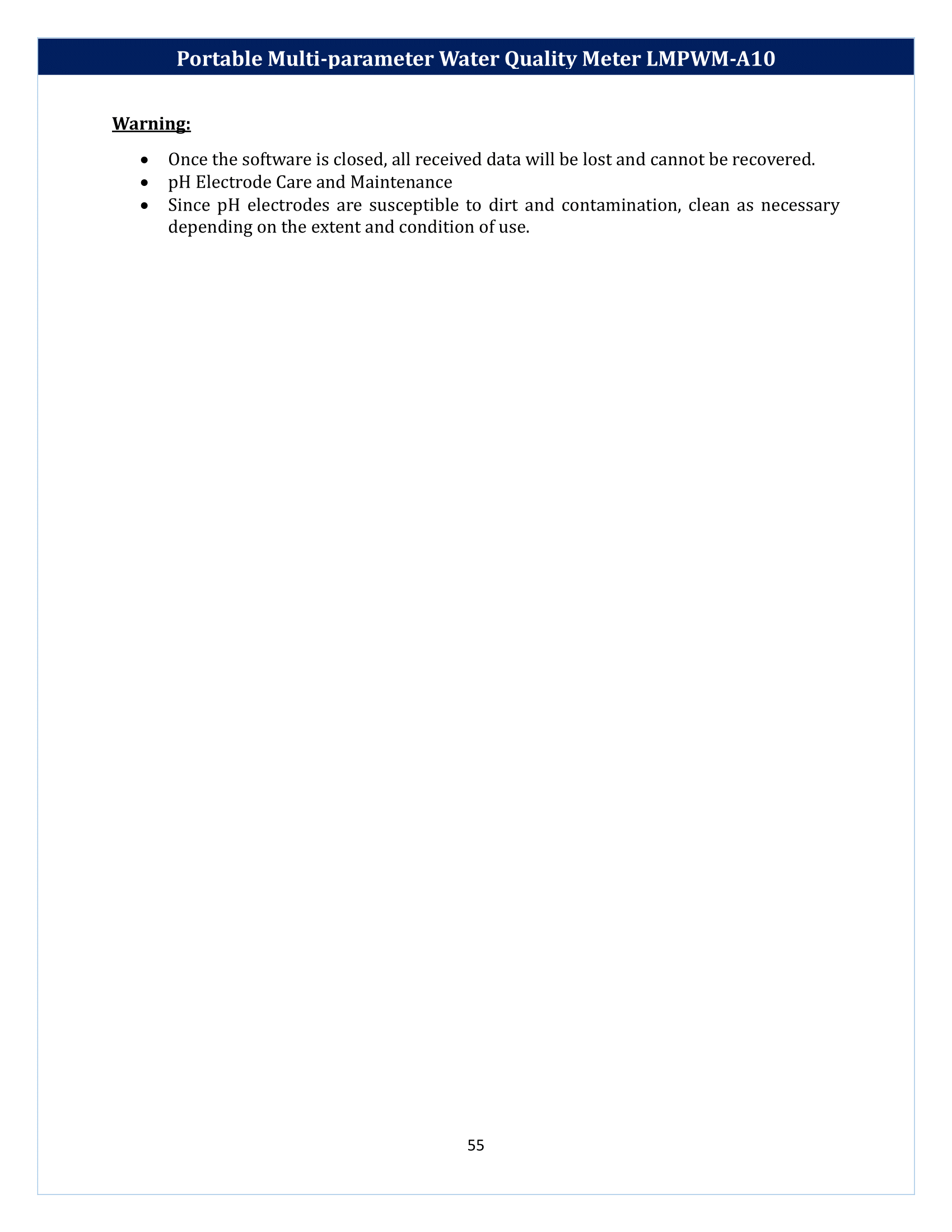 Portable Multi-parameter Water Quality Meter LMPWM-A10 Manual