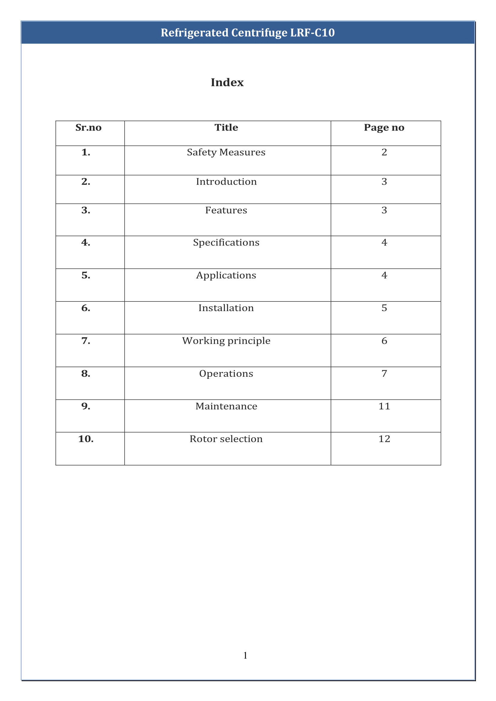 Refrigerated Centrifuge LRF-C10 Manual