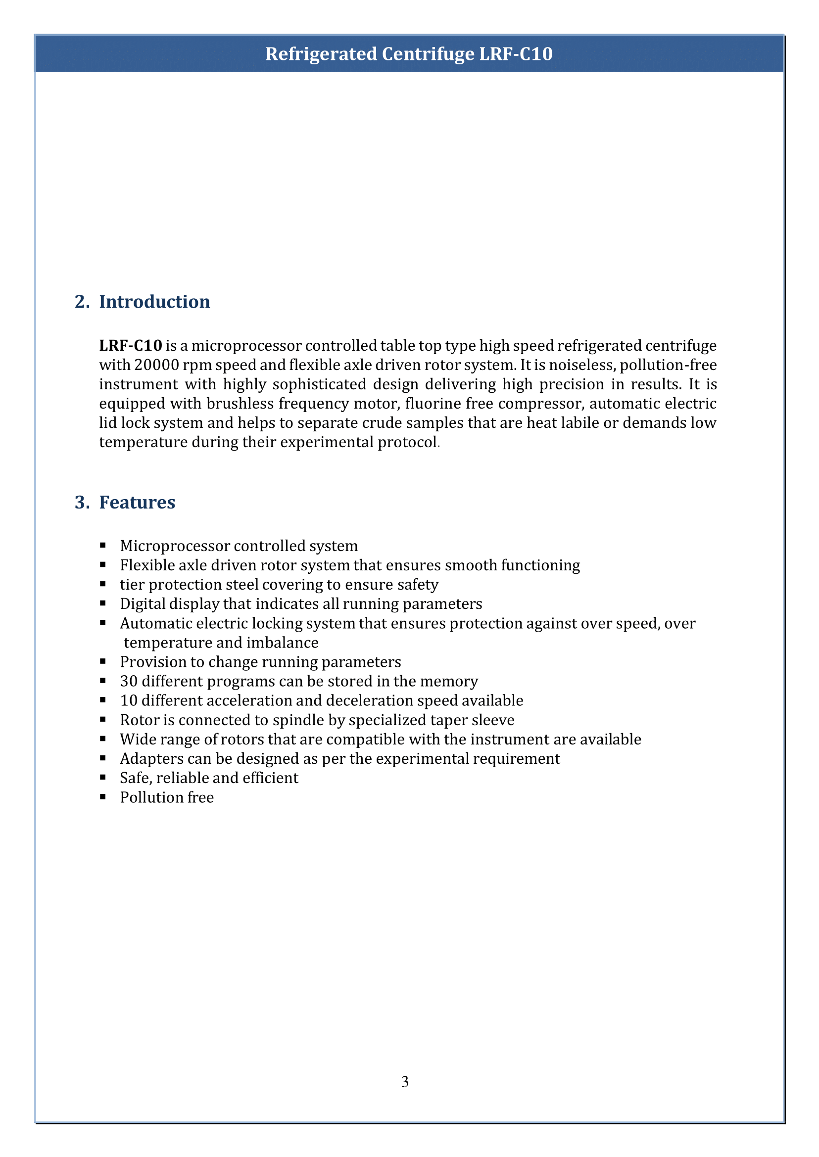 Refrigerated Centrifuge LRF-C10 Manual