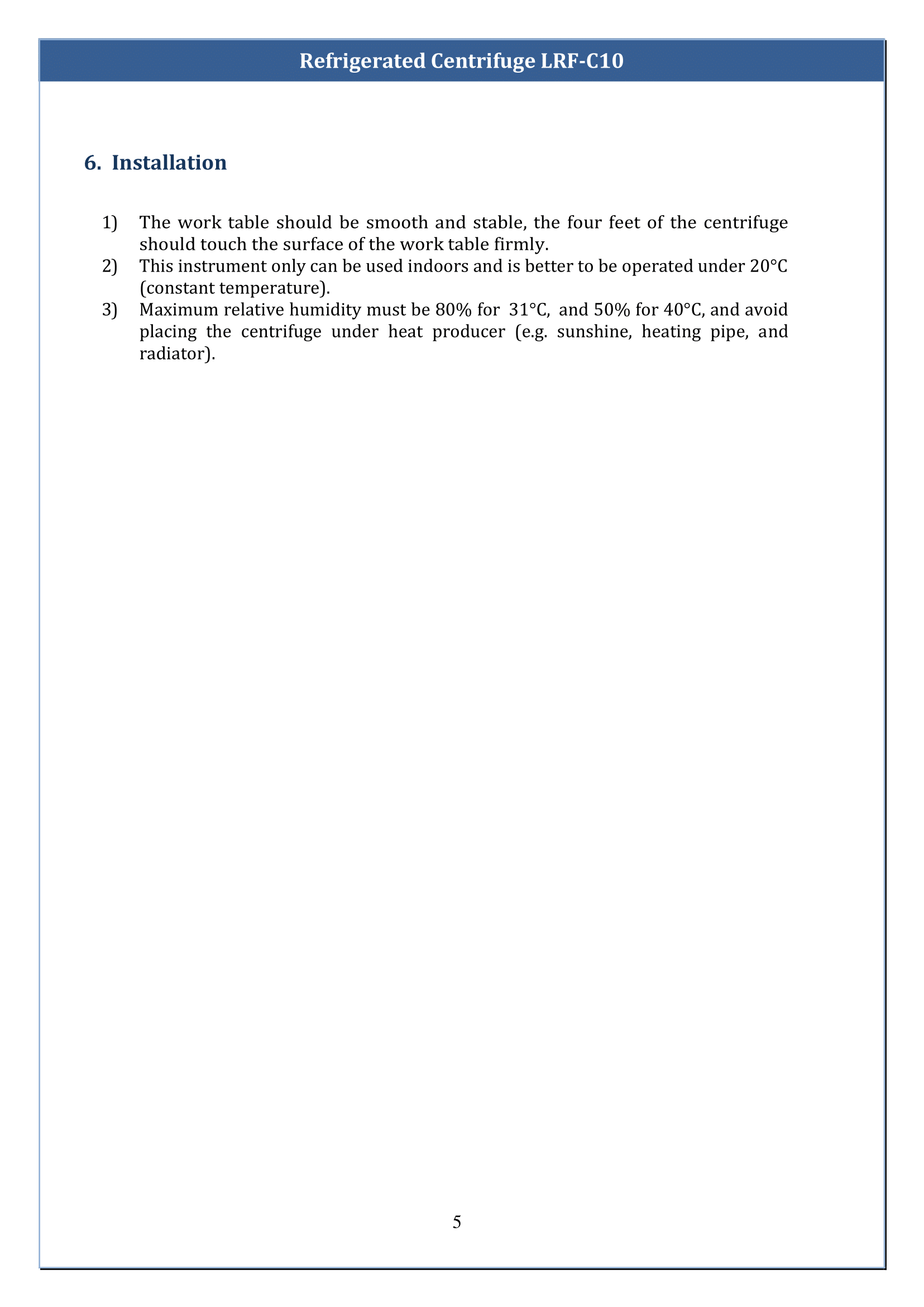 Refrigerated Centrifuge LRF-C10 Manual