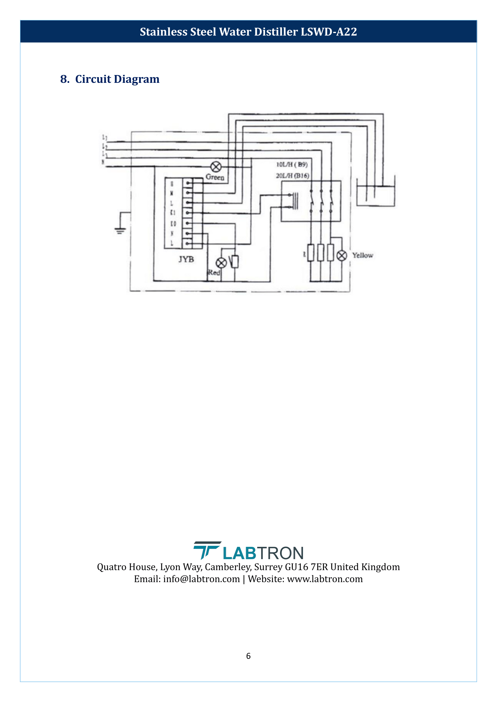 Stainless Steel Water Distiller LSWD-A22 Manual