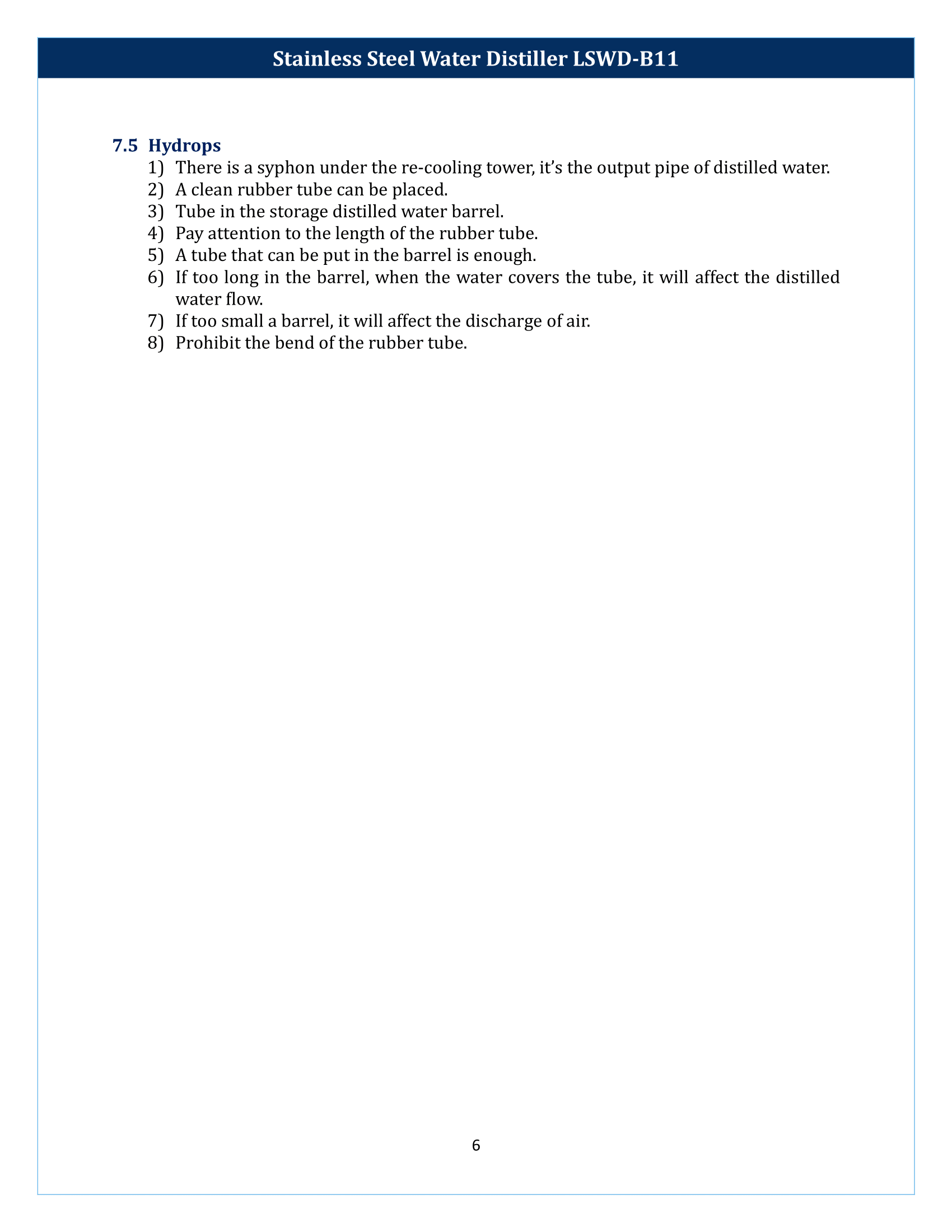 Stainless Steel Water Distiller LSWD-B11 Manual