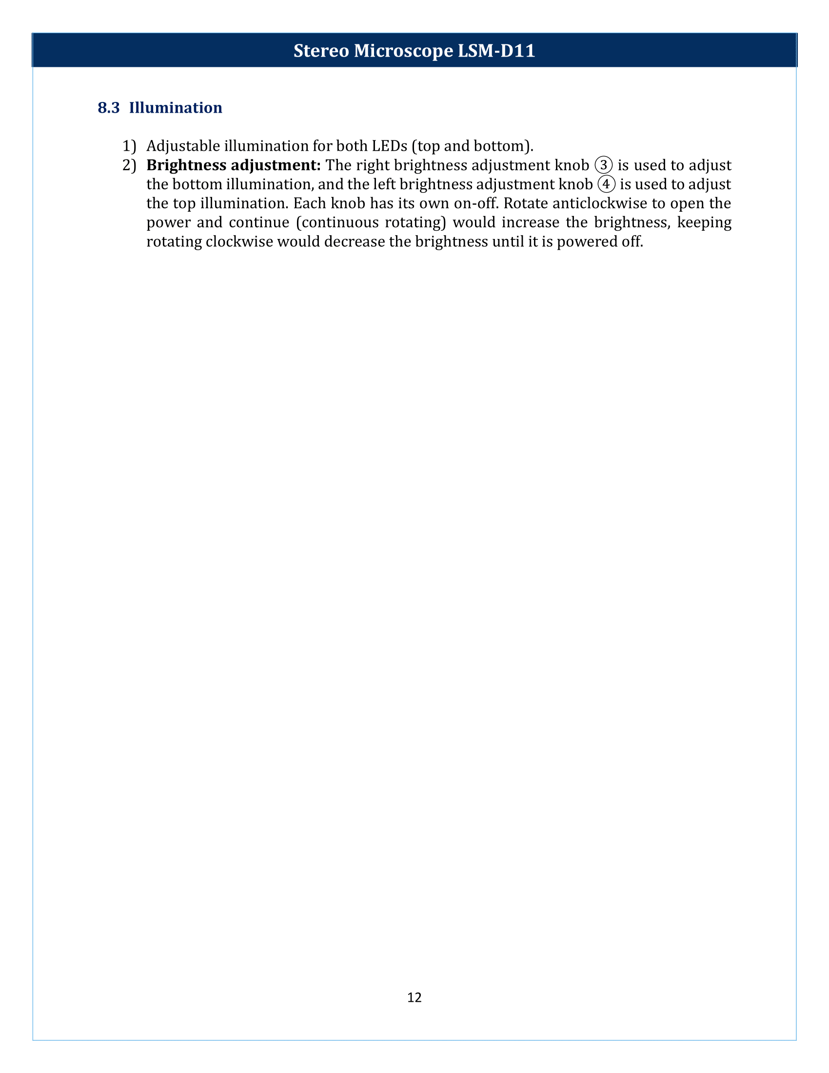 Stereo Microscope LSM-D11 Manual