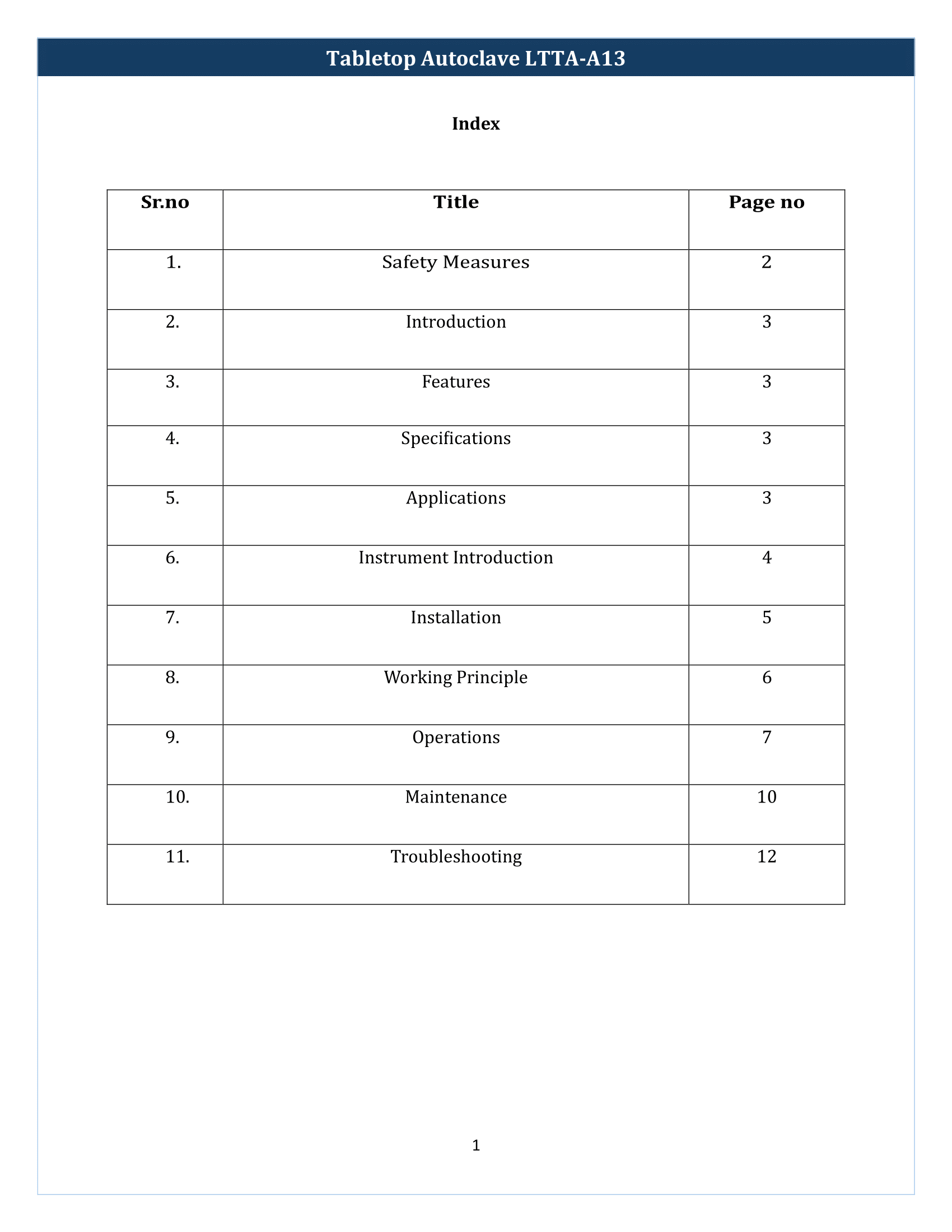 Tabletop Autoclave LTTA-A13 Manual