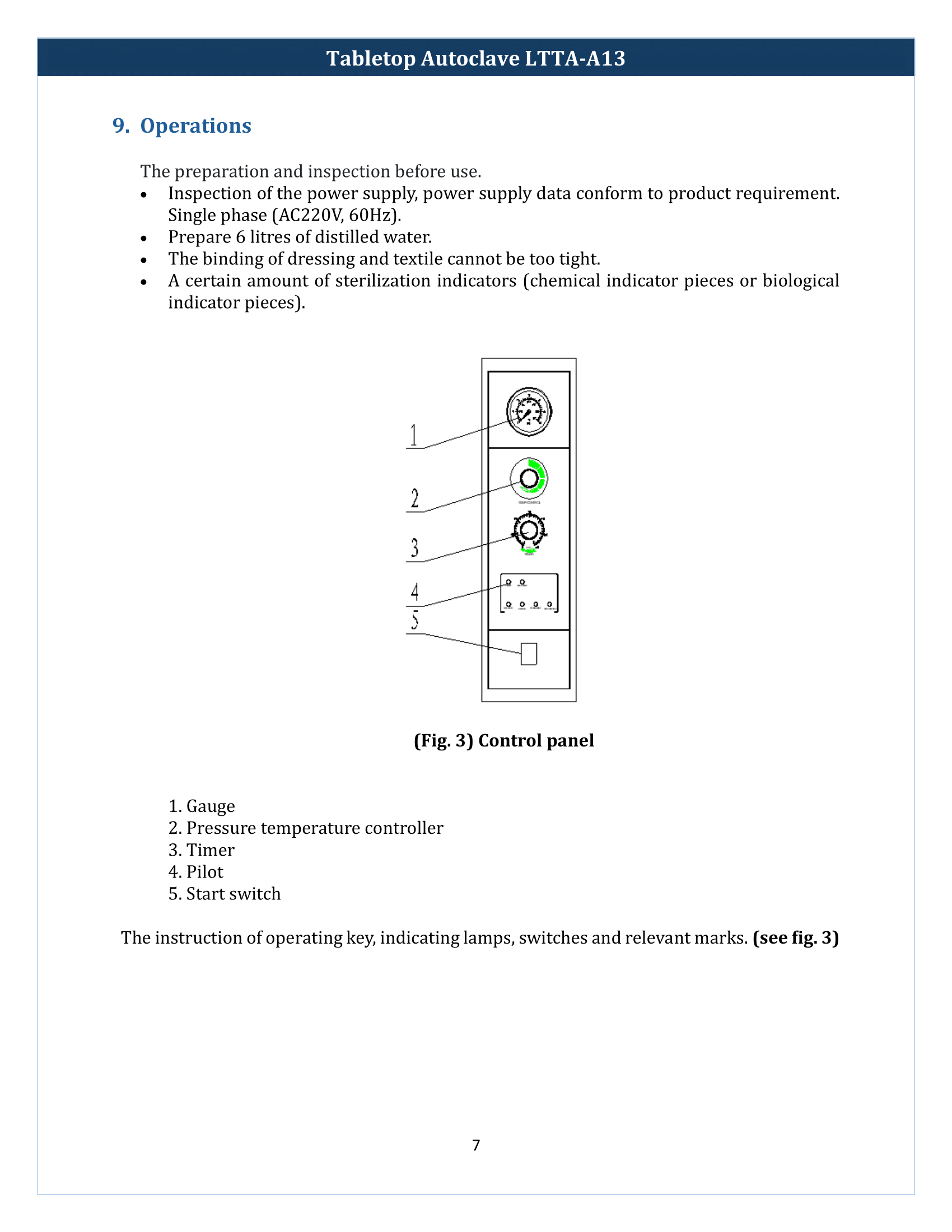 Tabletop Autoclave LTTA-A13 Manual