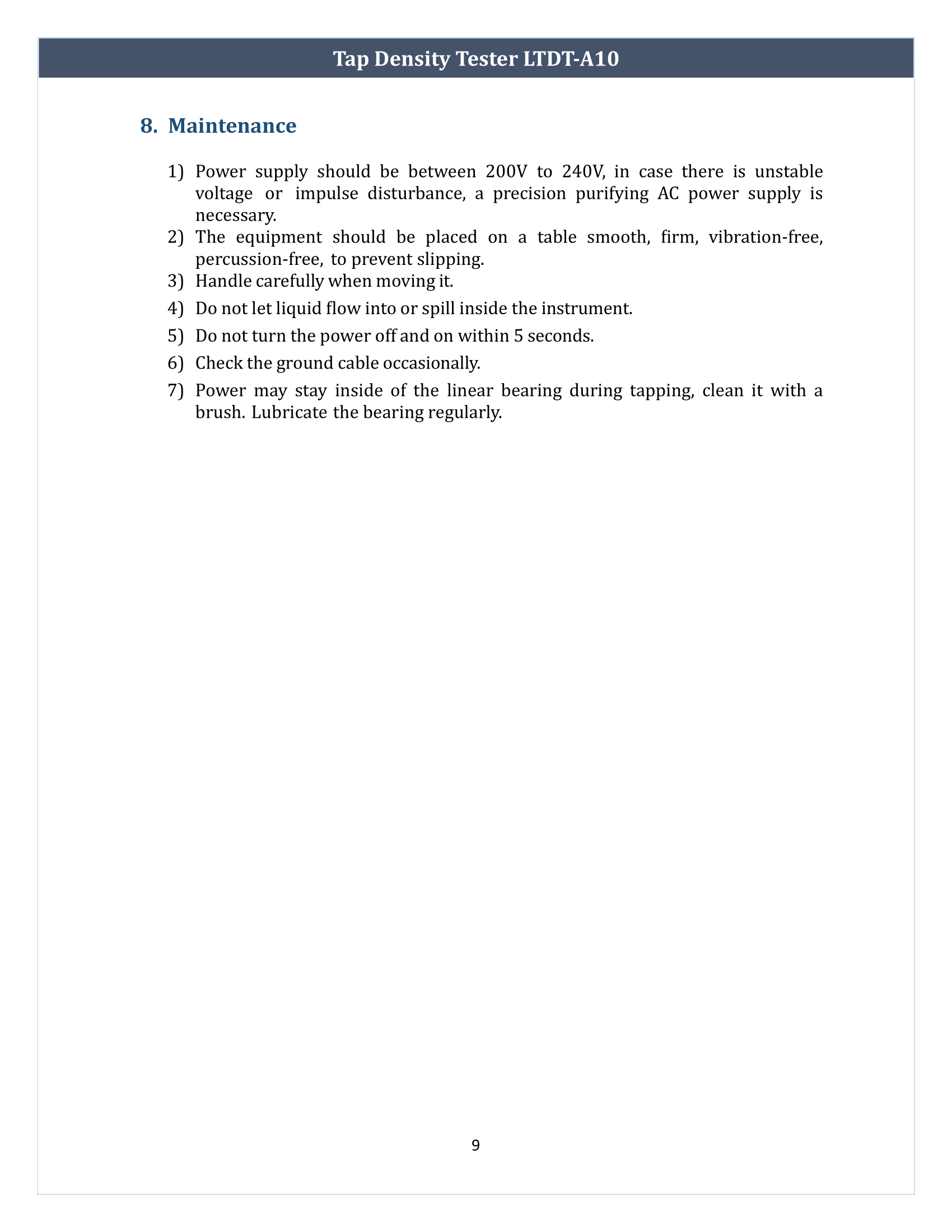 Tap Density Tester LTDT-A10 Operating Manual | Labtron