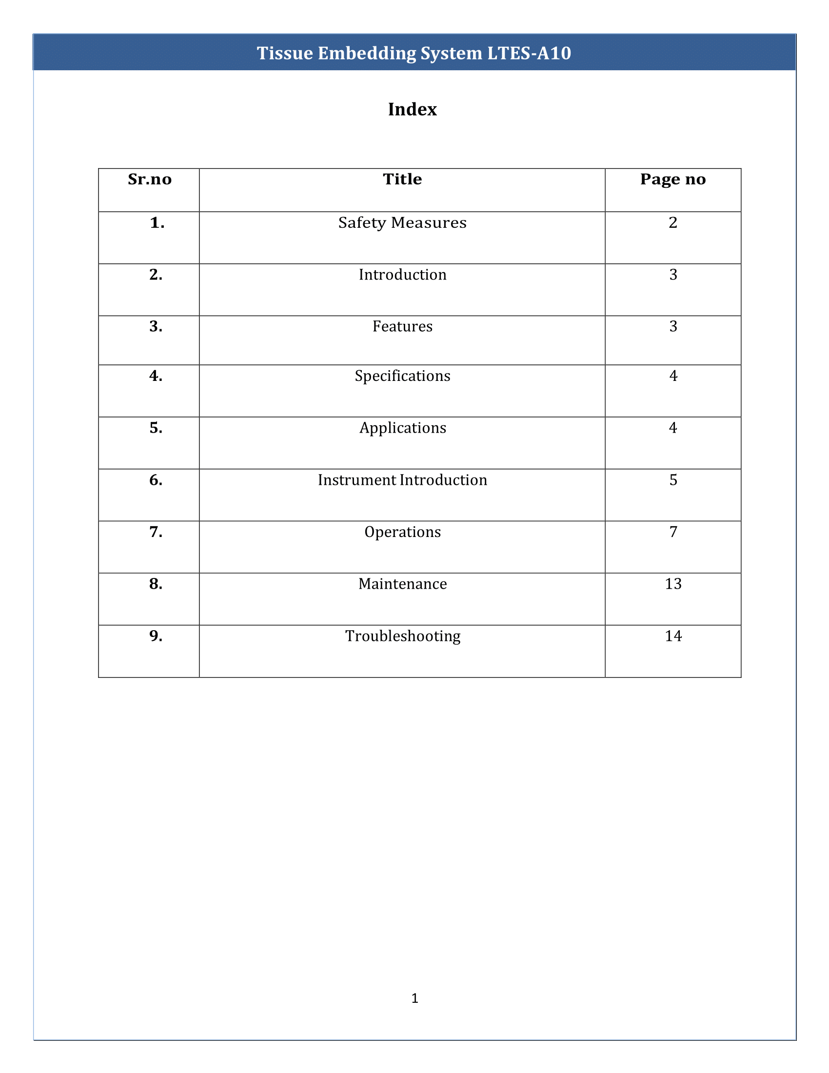 Tissue Embedding System LTES-A10 Manual