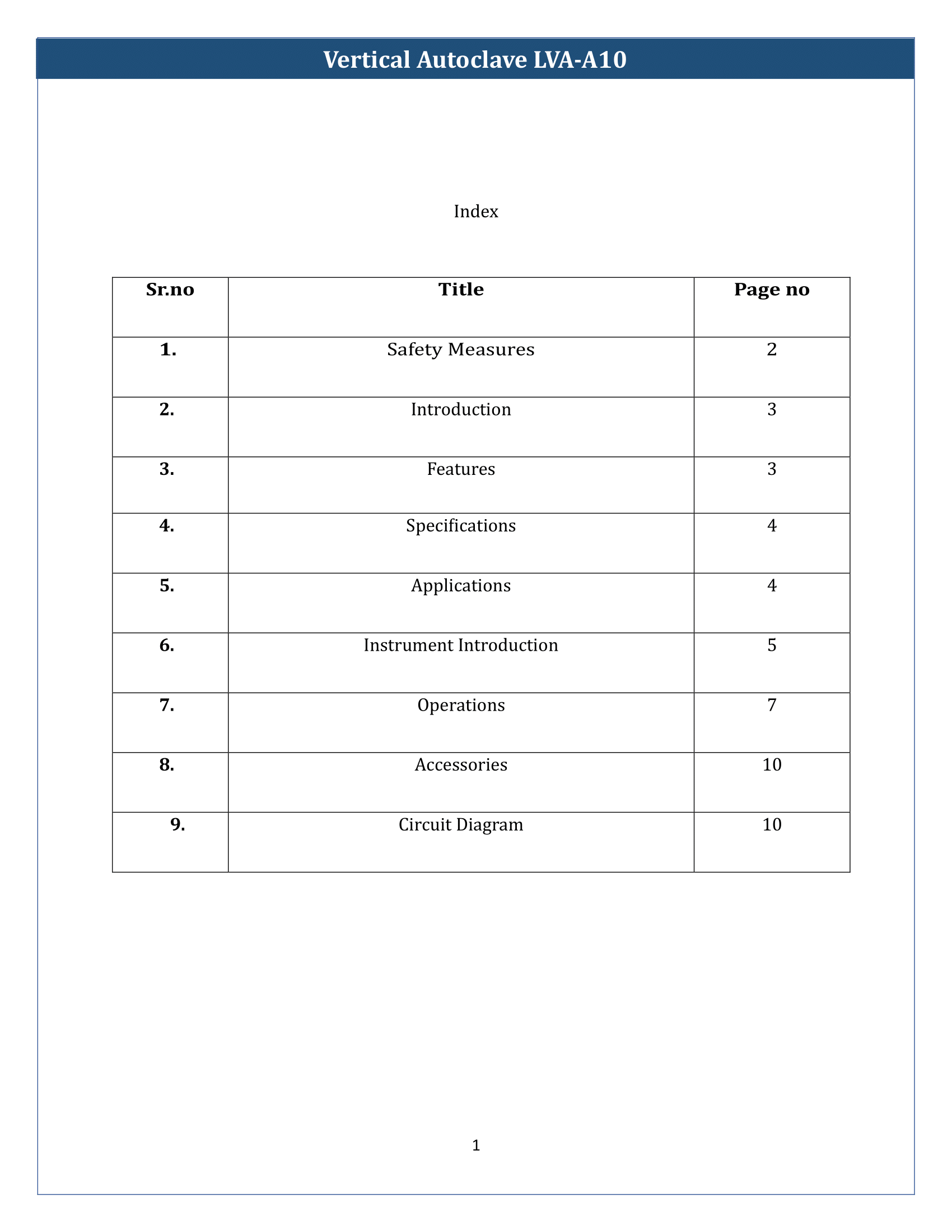 Vertical Autoclave LVA-A10 Manual
