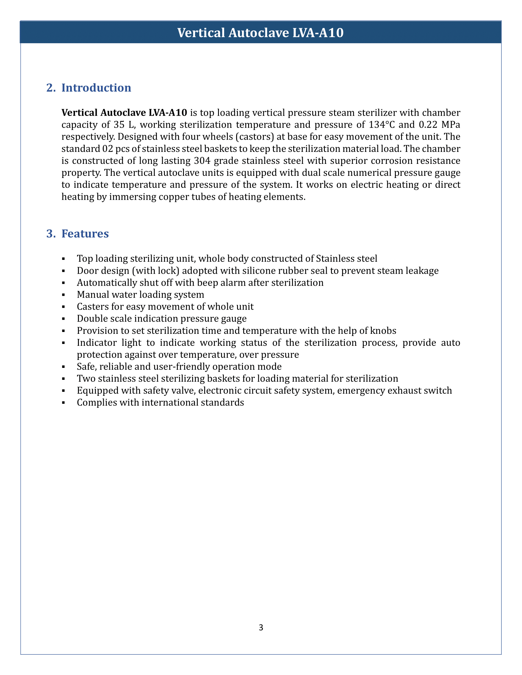 Vertical Autoclave LVA-A10 Manual