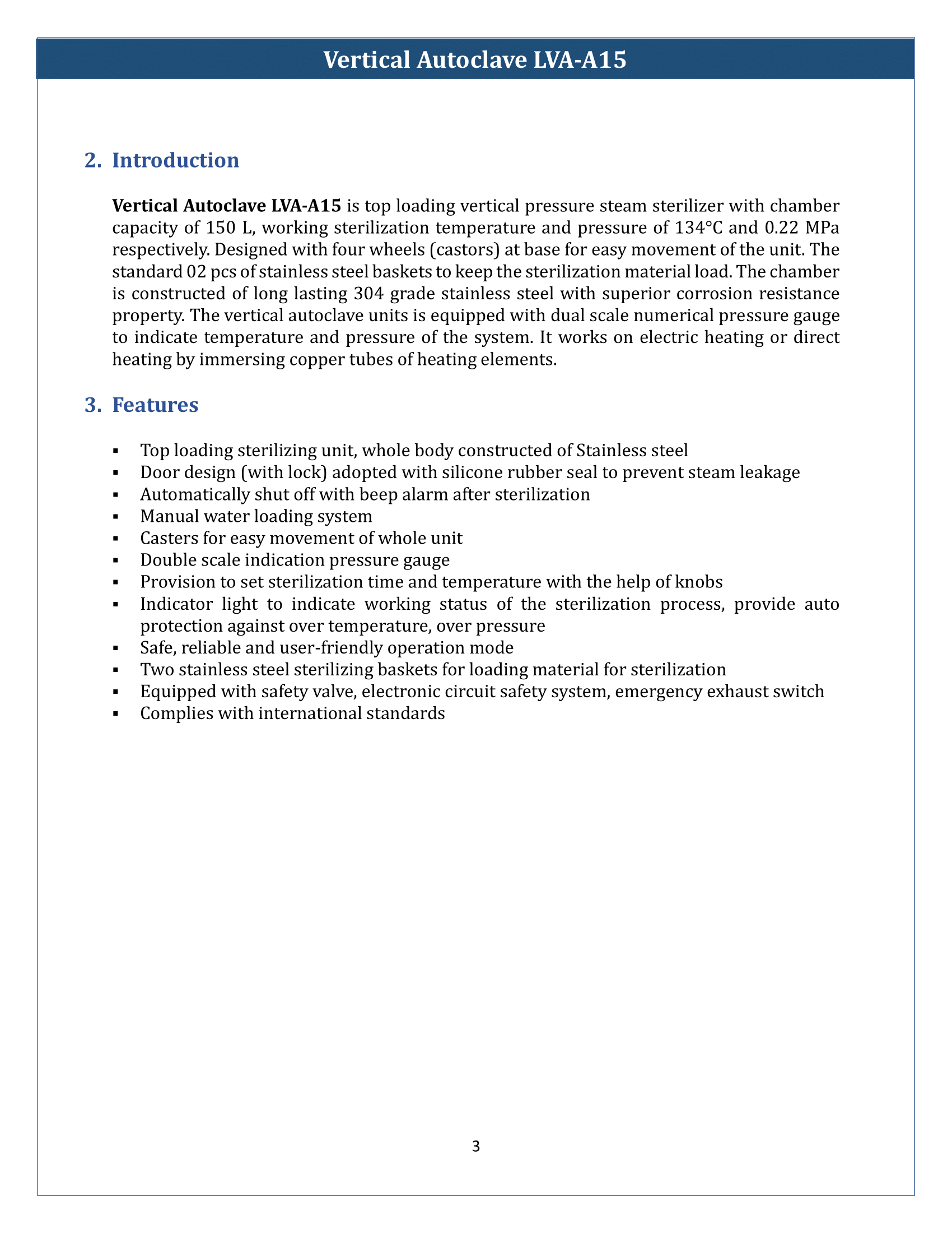 Vertical Autoclave LVA-A15 Manual