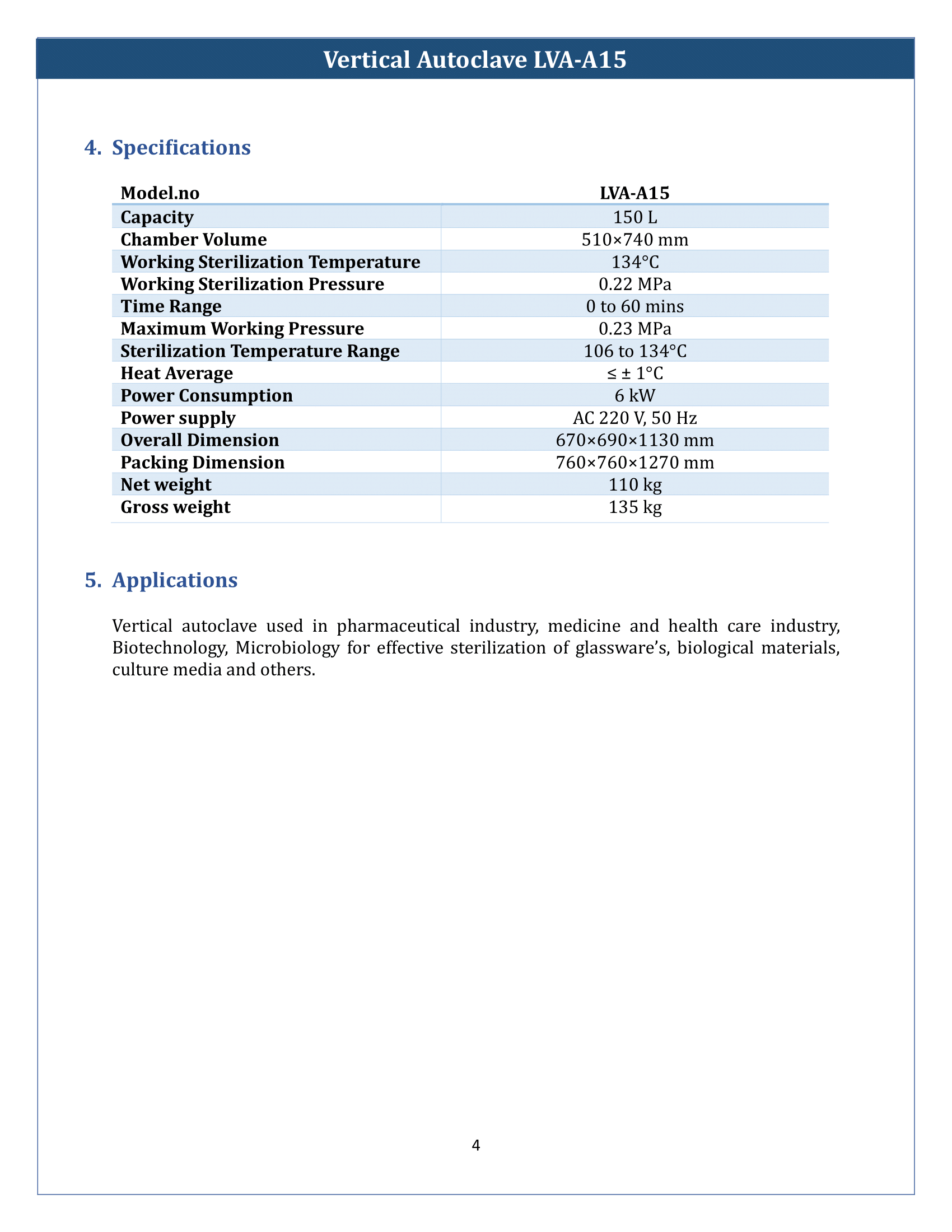 Vertical Autoclave LVA-A15 Manual