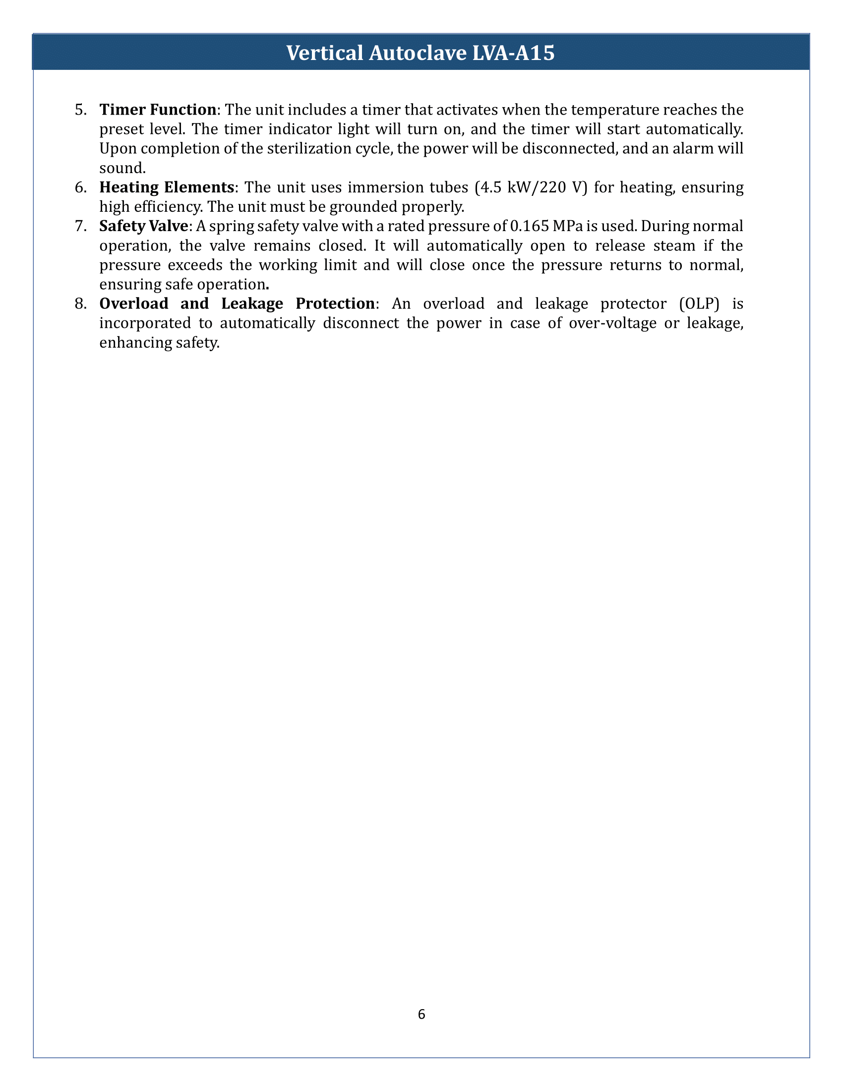 Vertical Autoclave LVA-A15 Manual
