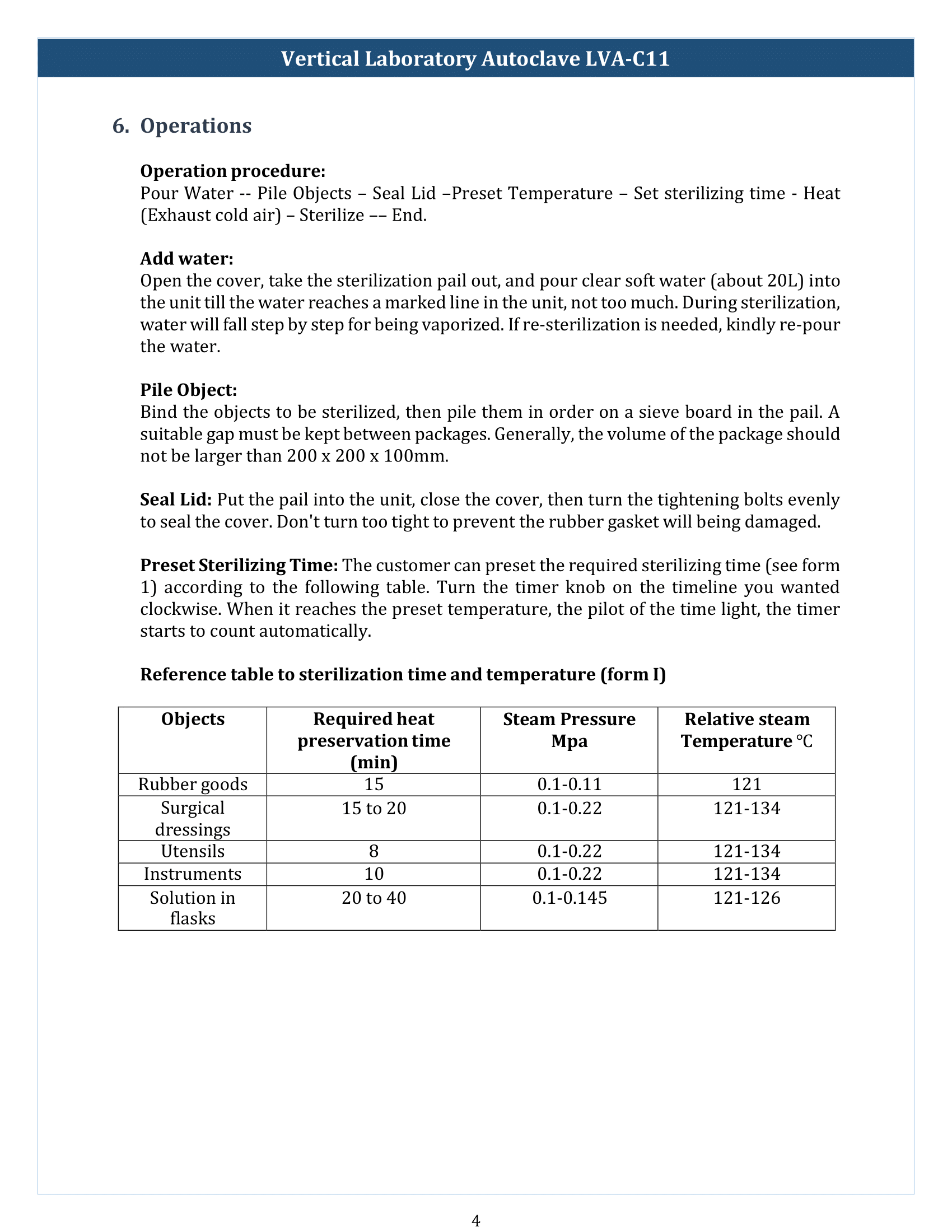Vertical Laboratory Autoclave LVA-C11 Manual