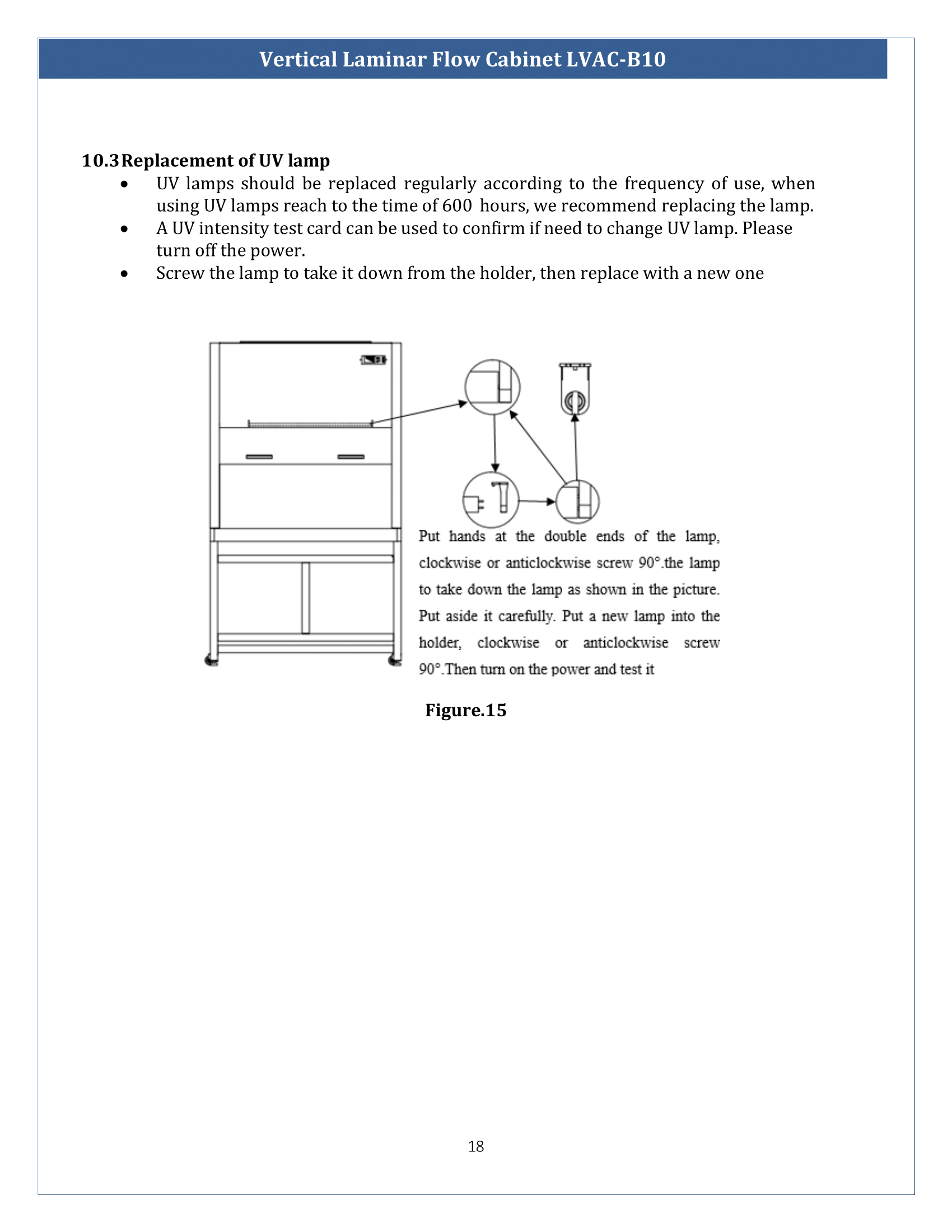 Vertical Laminar Flow Cabinet LVAC-B10 Manual