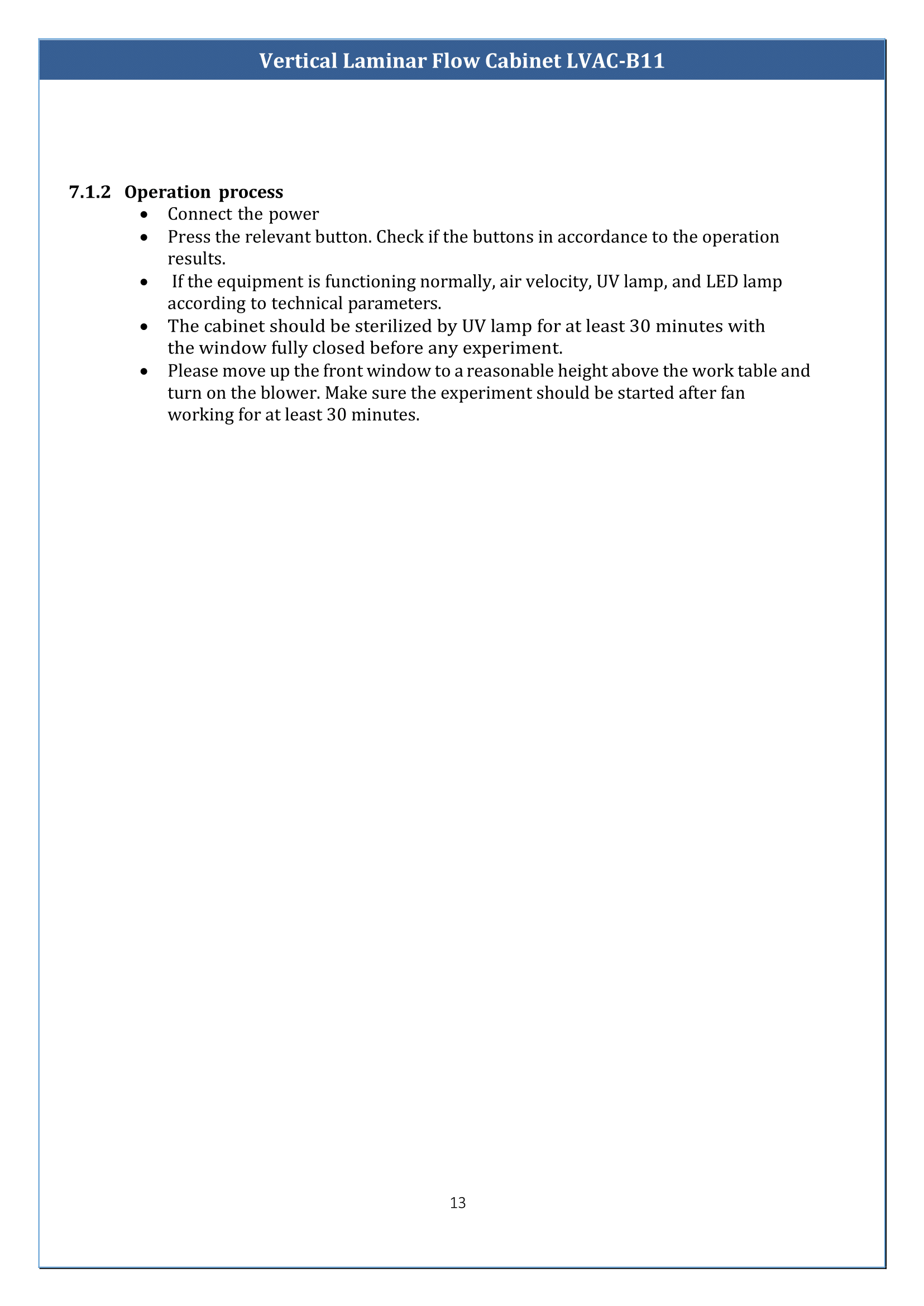 Vertical Laminar Flow Cabinet LVAC-B11 Manual