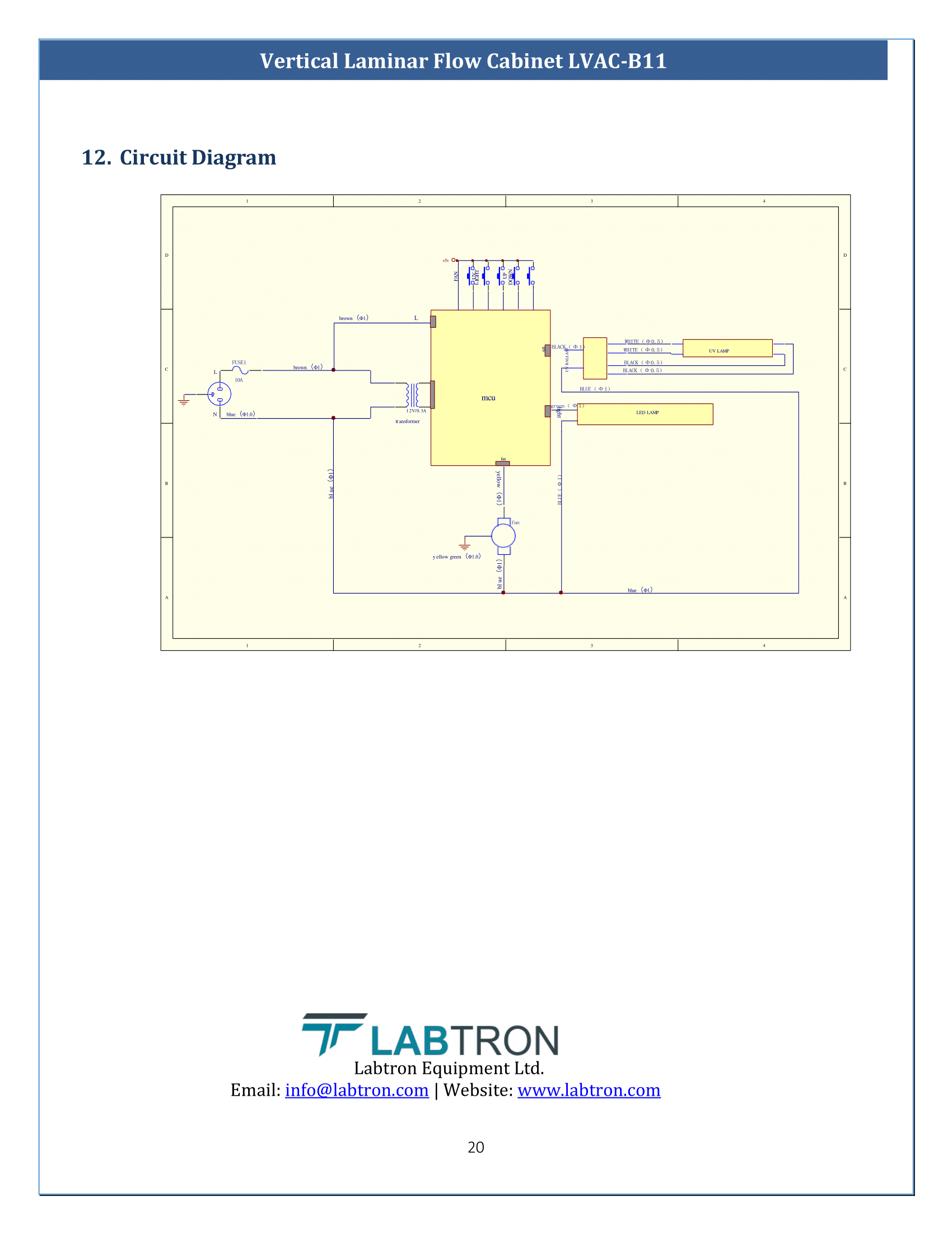 Vertical Laminar Flow Cabinet LVAC-B11 Manual