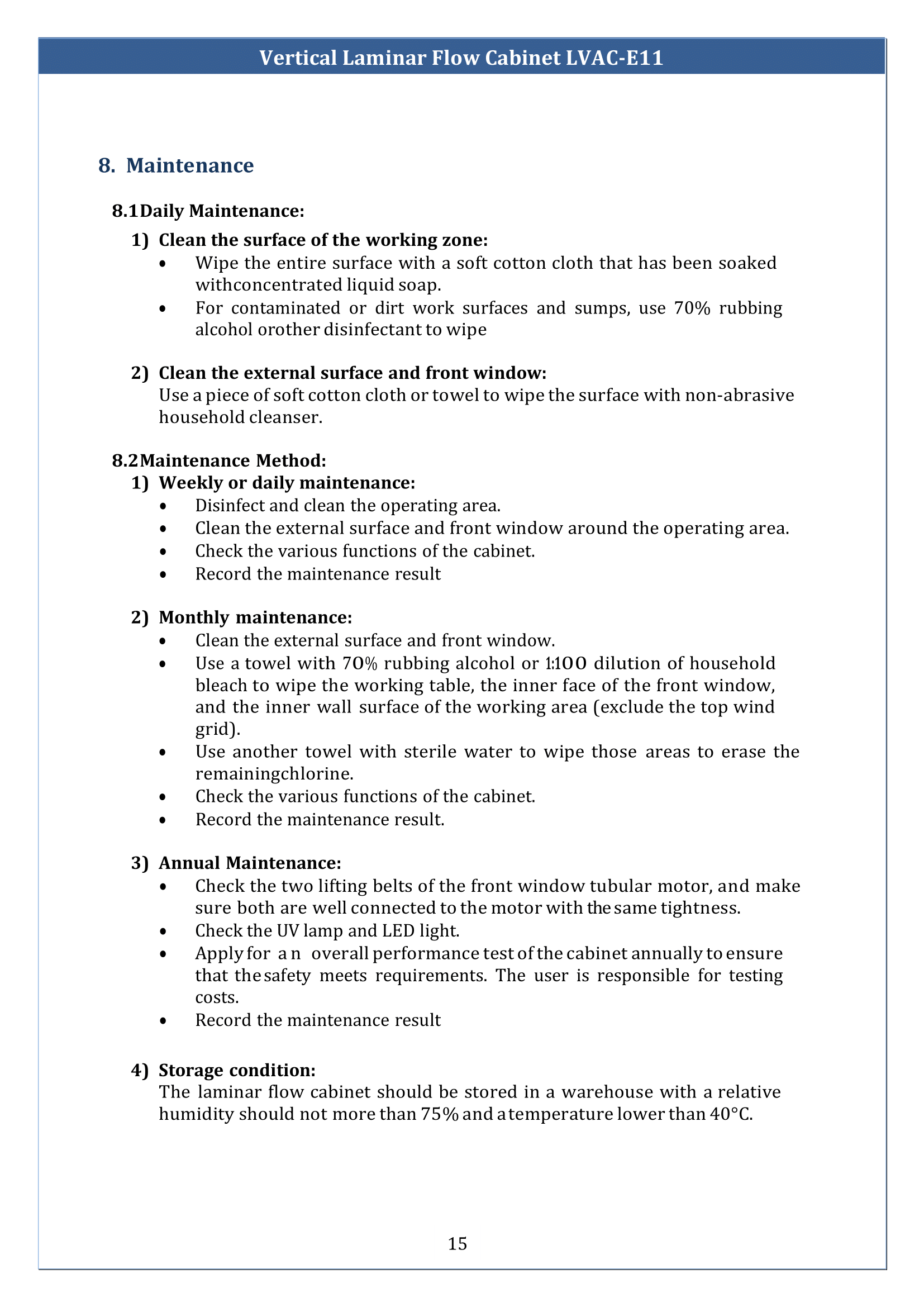 Vertical Laminar Flow Cabinet LVAC-E11 Manual