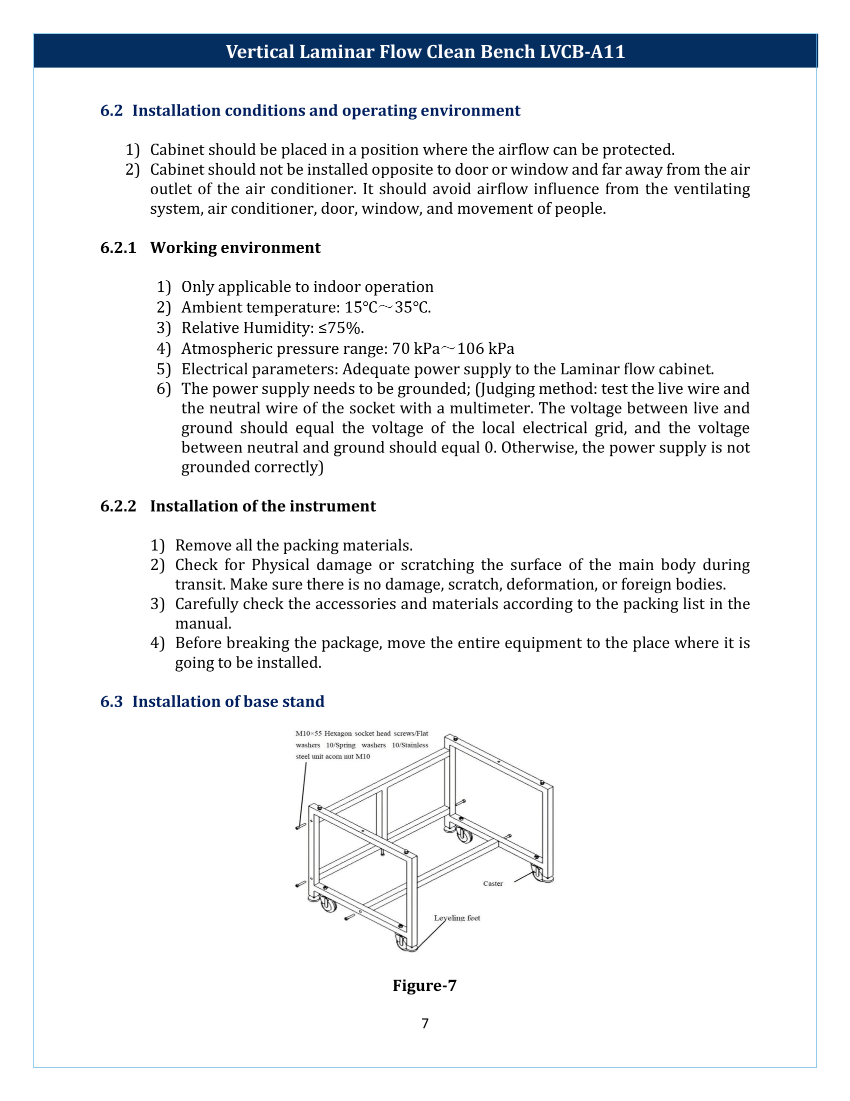 Vertical laminar flow clean bench LVCB-A11 Manual