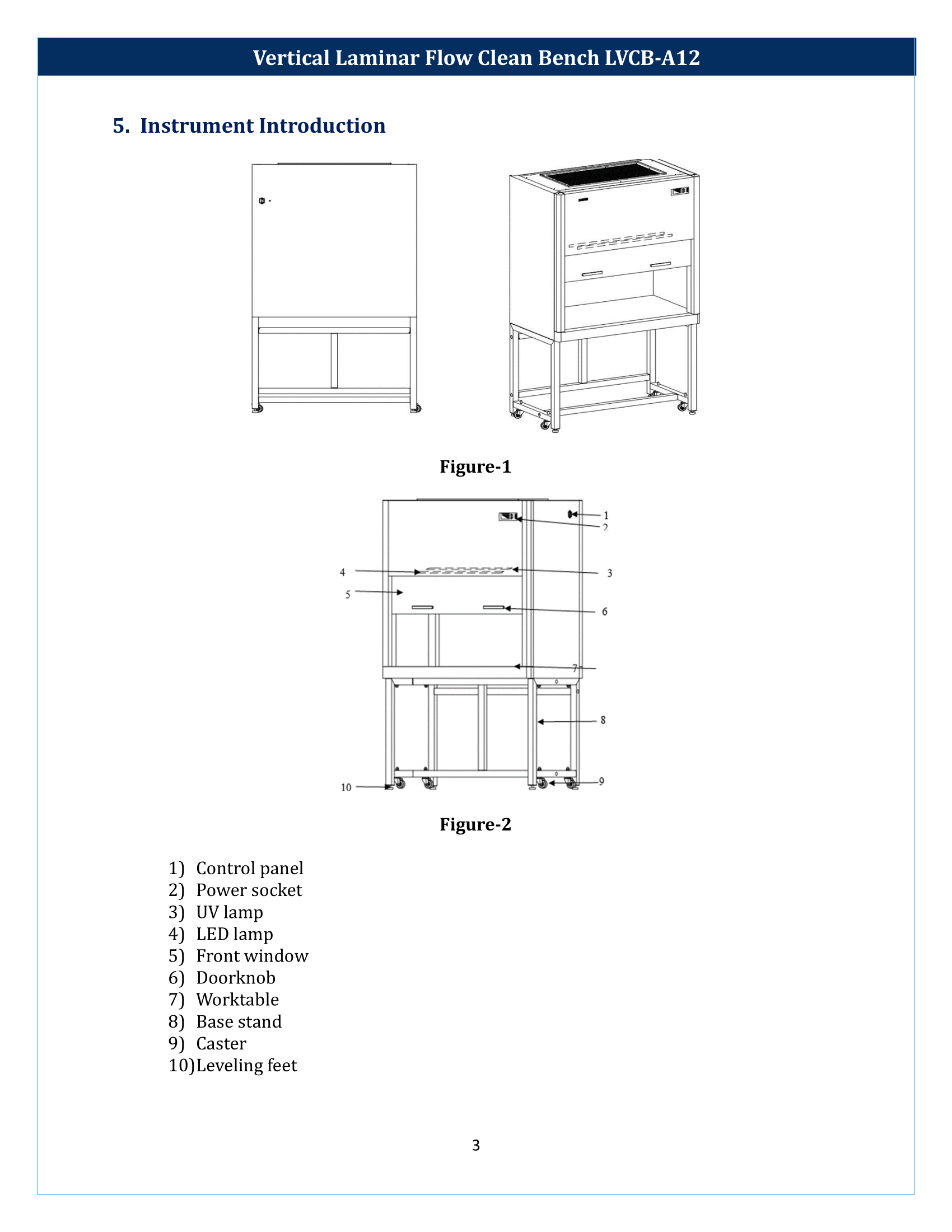 Vertical laminar flow clean bench LVCB-A12 Manual
