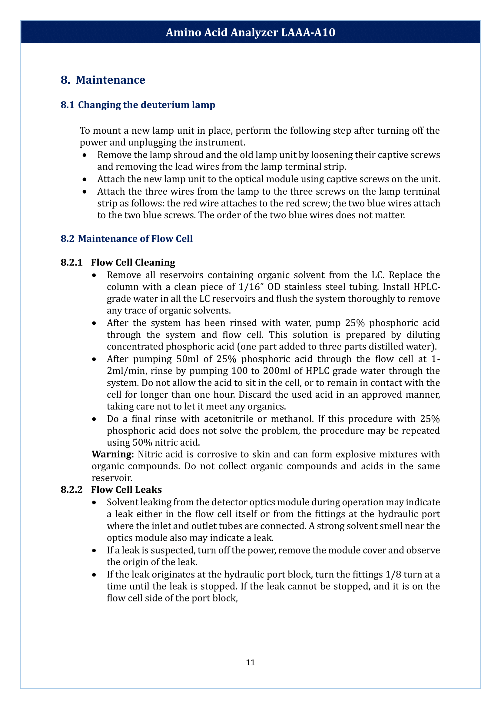Amino Acid Analyzer LAAA-A10 Manual