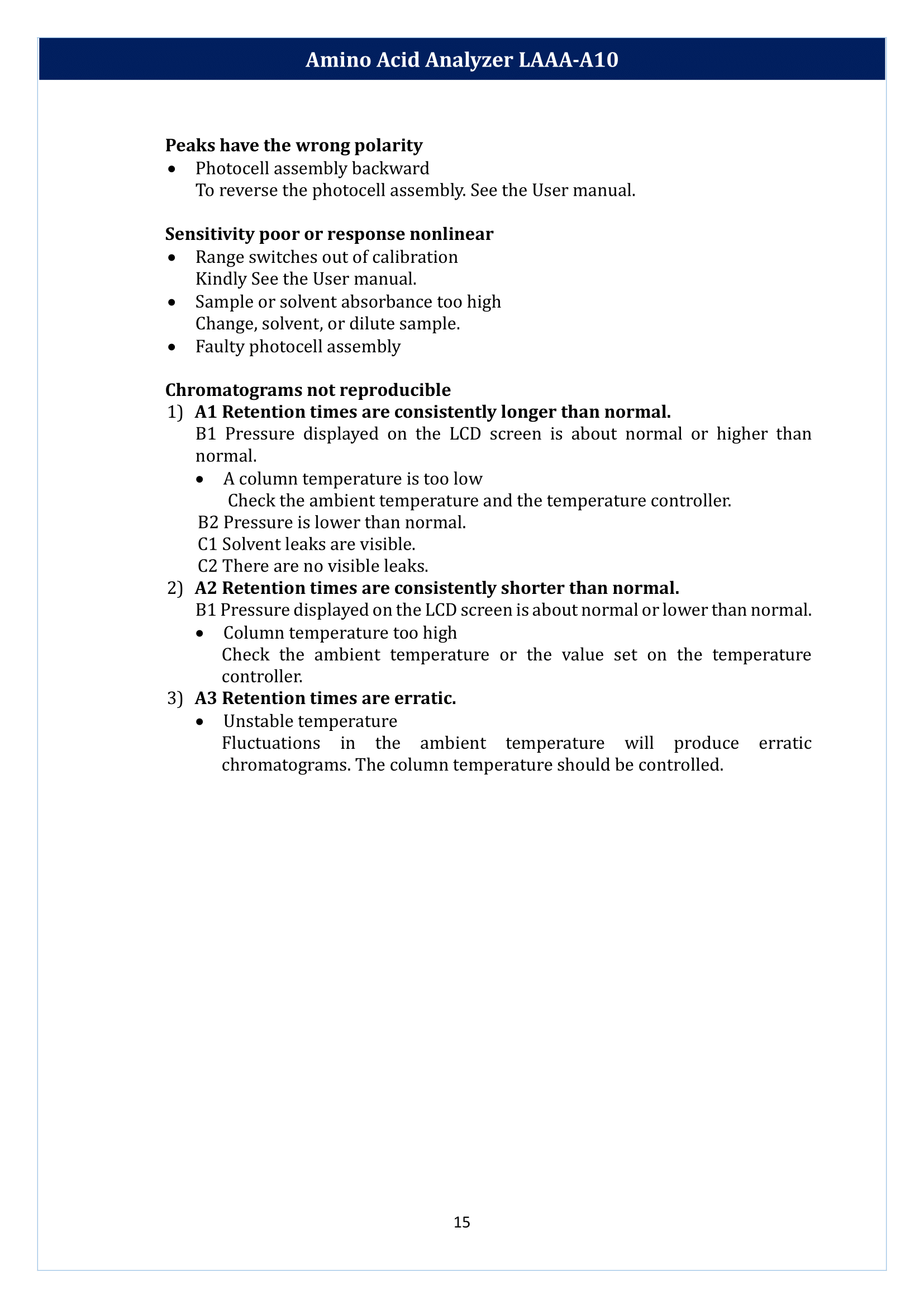 Amino Acid Analyzer LAAA-A10 Manual