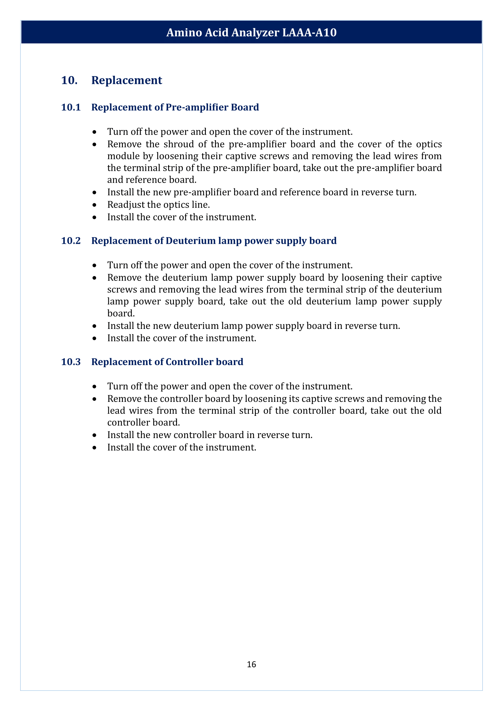 Amino Acid Analyzer LAAA-A10 Manual