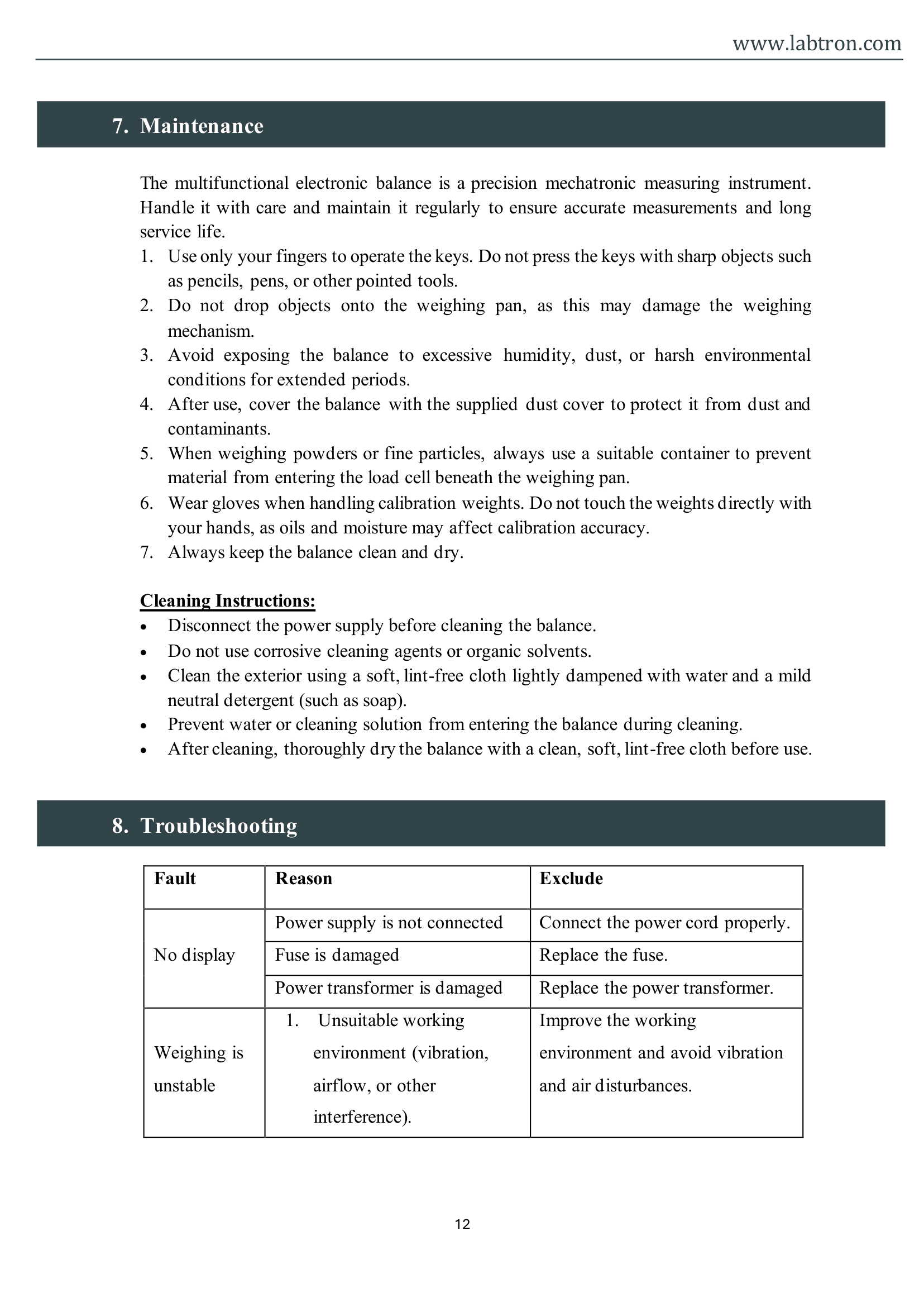 Analytical Balance LINB-A15 Manual