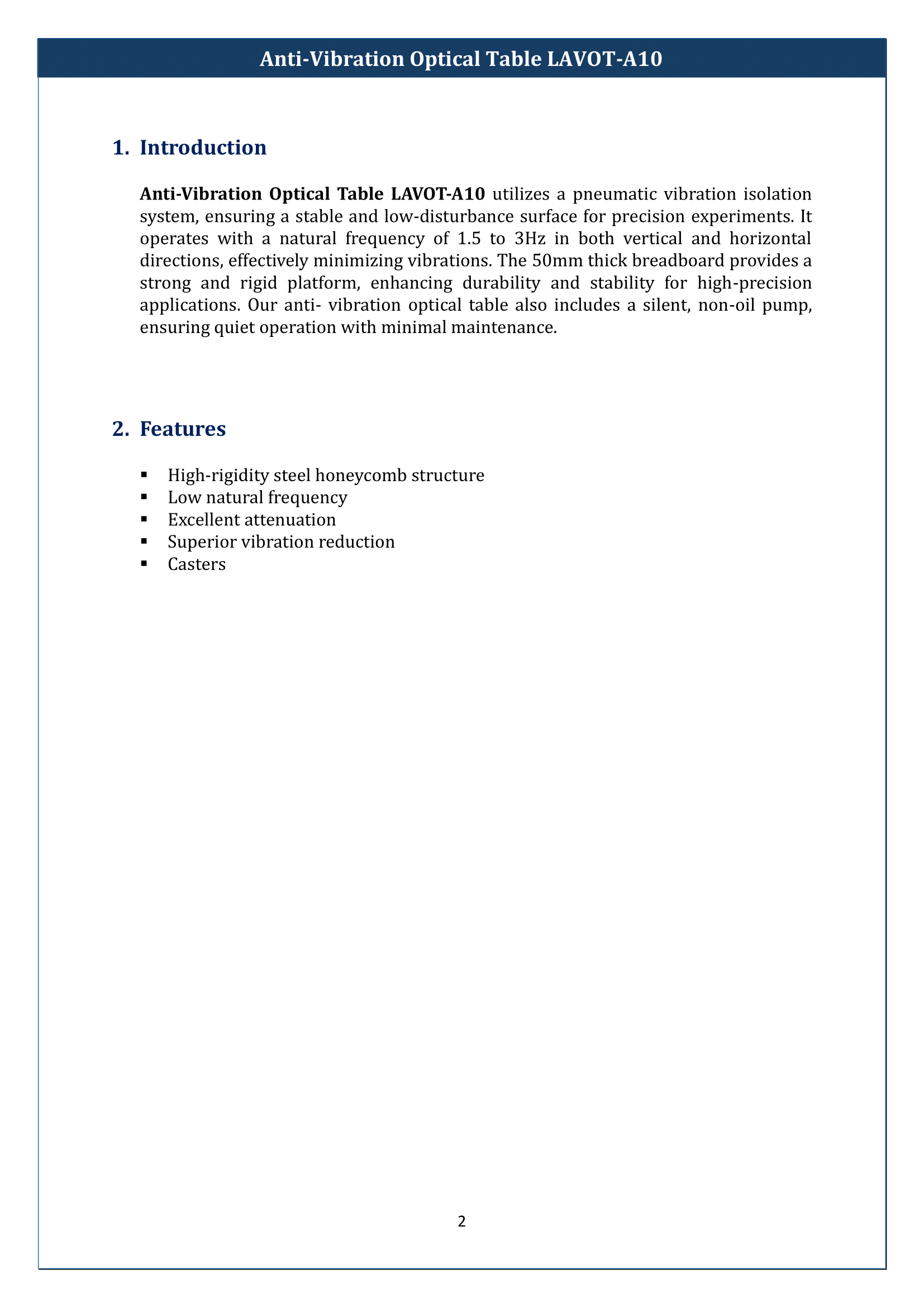 Anti-Vibration Optical Table LAVOT-A10 Manual