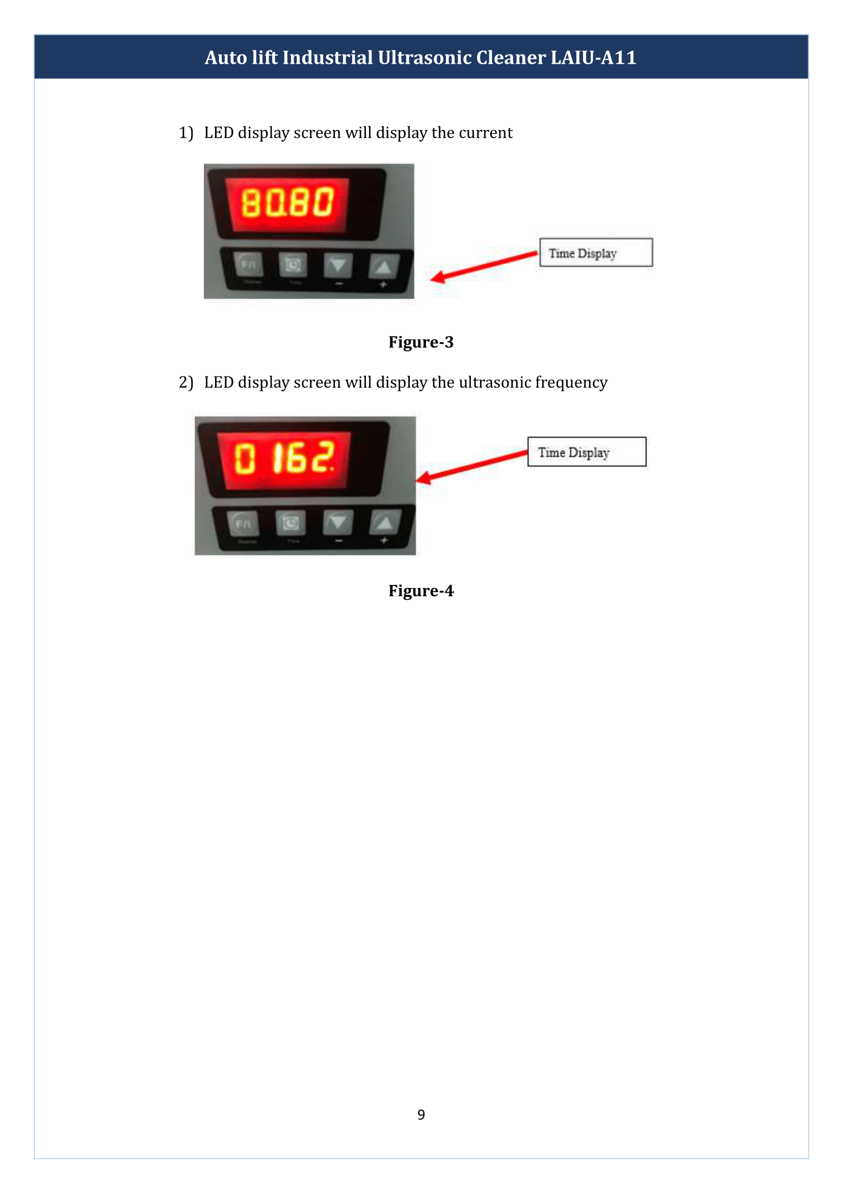 Auto lift Industrial Ultrasonic Cleaner LAIU-A11 Manual