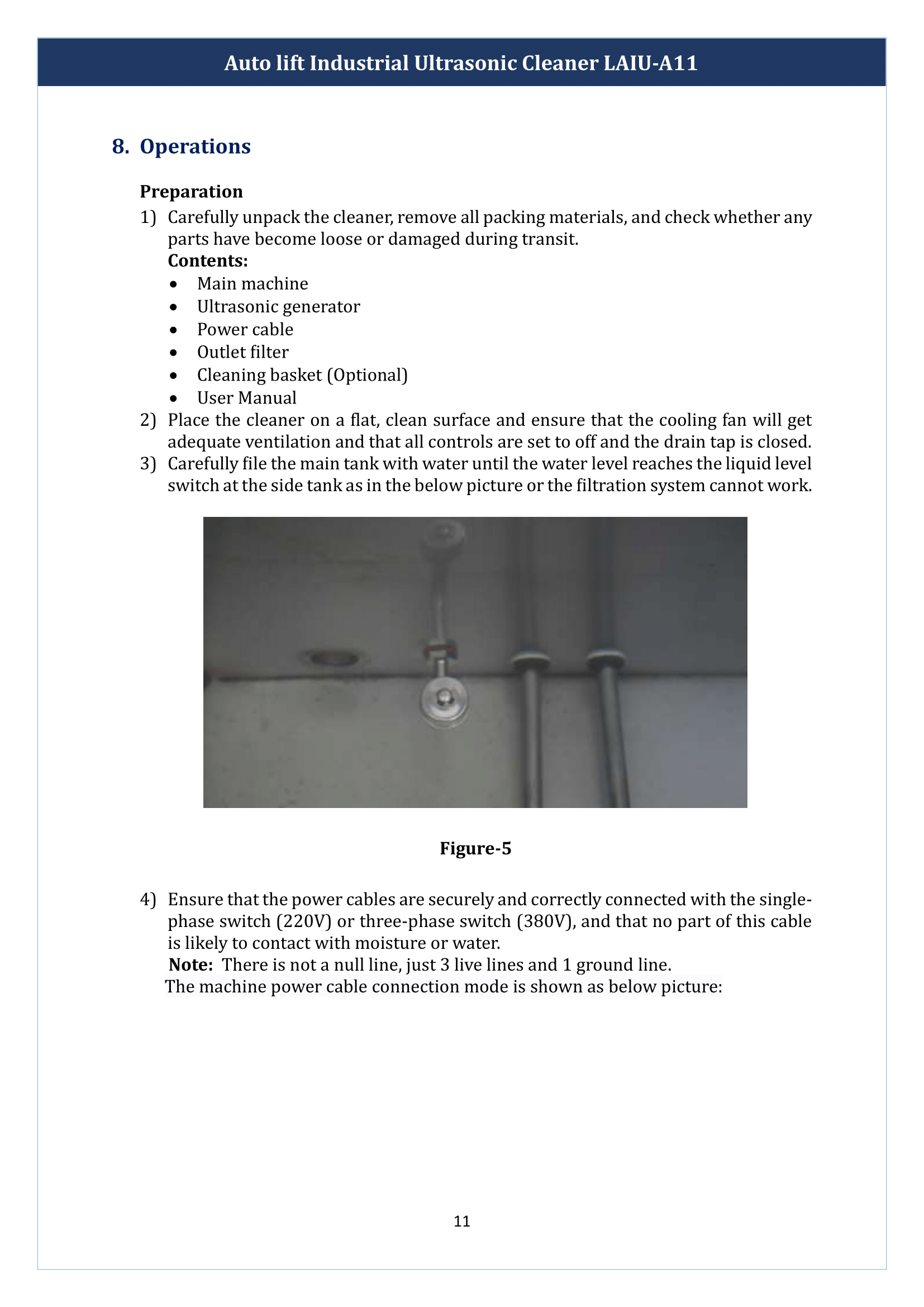 Auto lift Industrial Ultrasonic Cleaner LAIU-A11 Manual