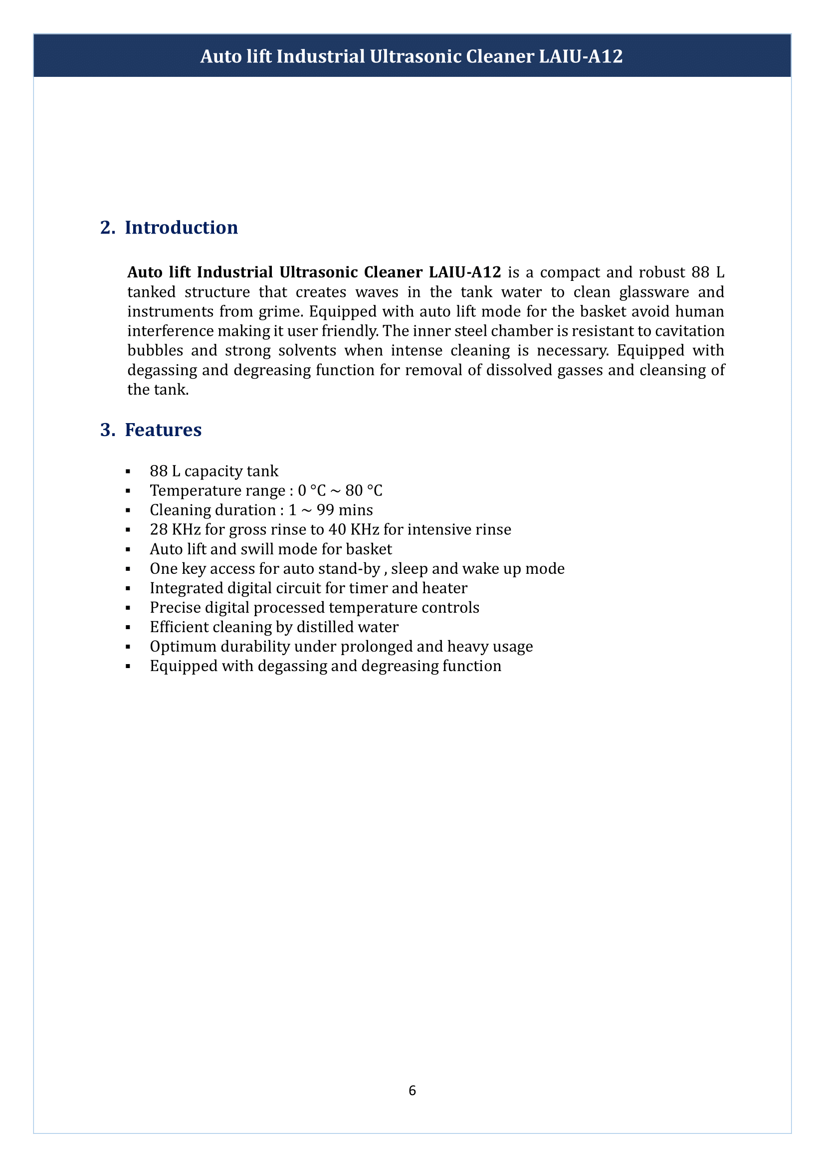 Auto lift Industrial Ultrasonic Cleaner LAIU-A12 Manual