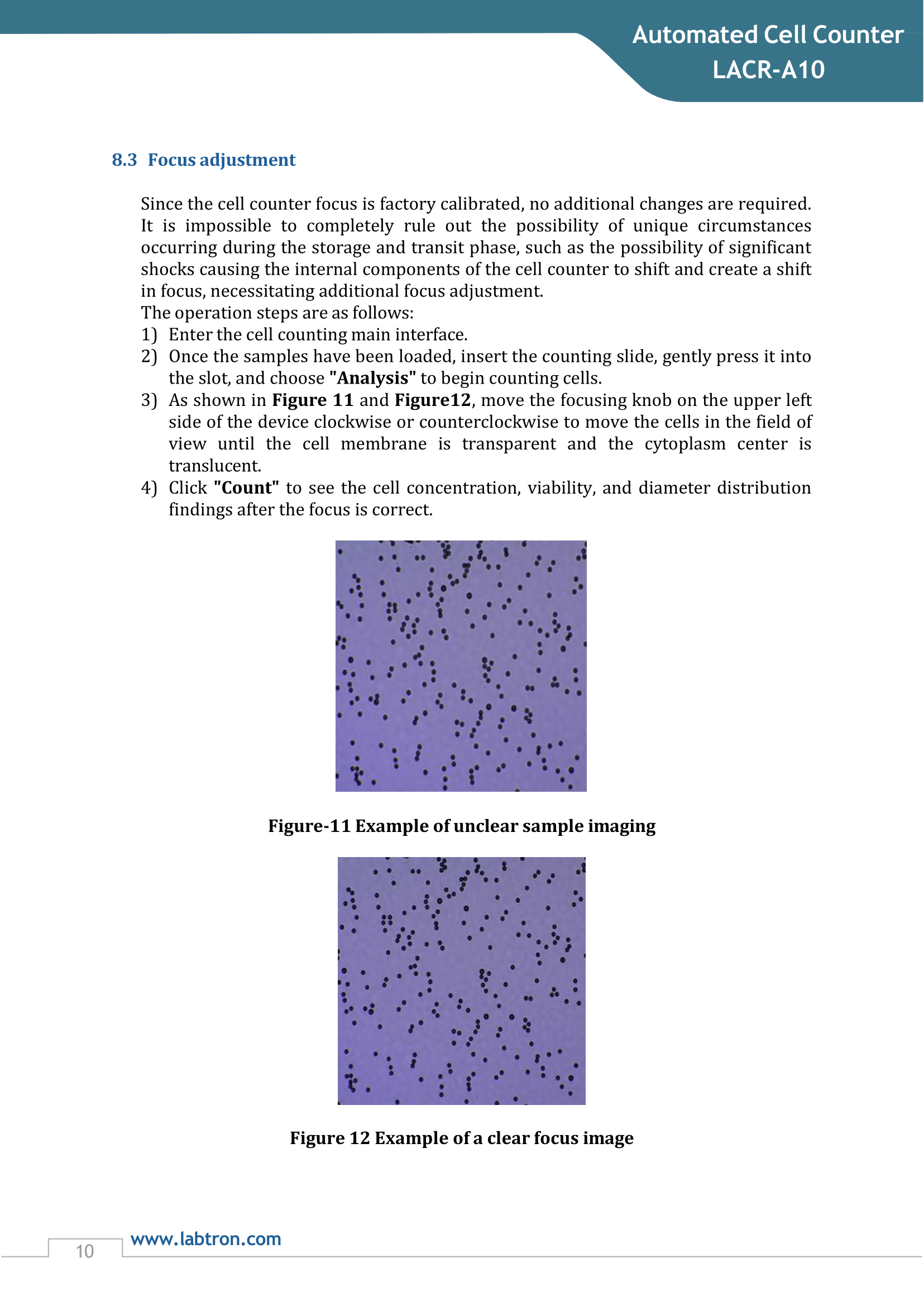 Automated Cell Counter LACR-A10 Manual