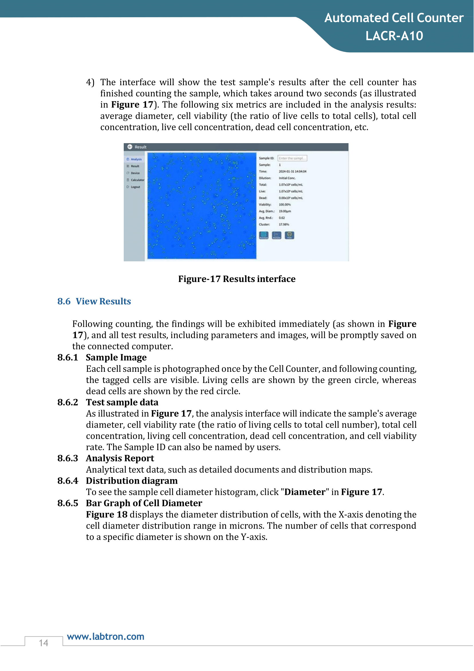 Automated Cell Counter LACR-A10 Manual