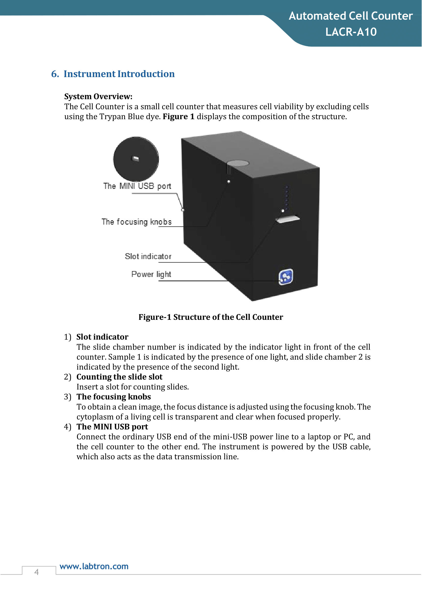 Automated Cell Counter LACR-A10 Manual