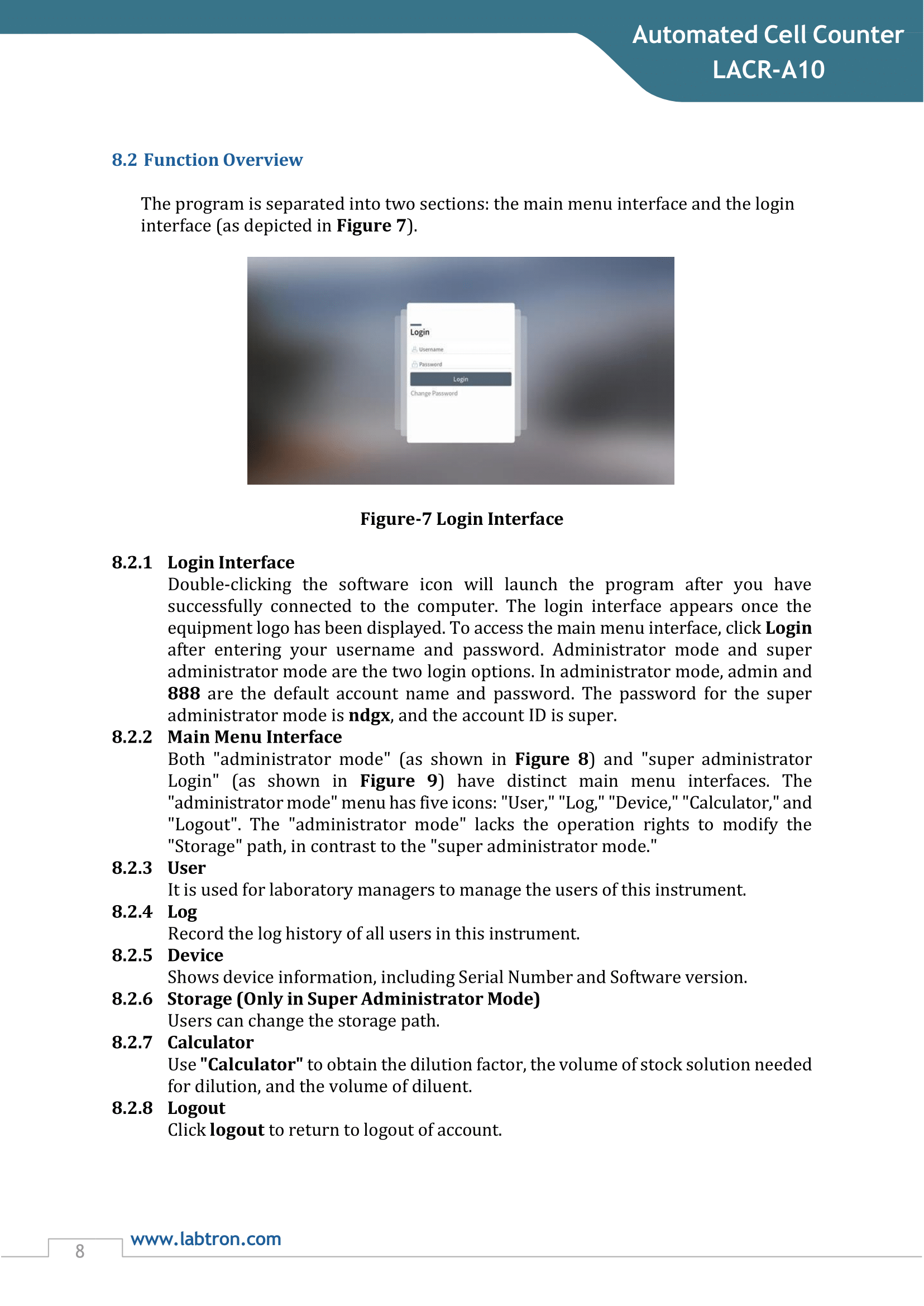 Automated Cell Counter LACR-A10 Manual