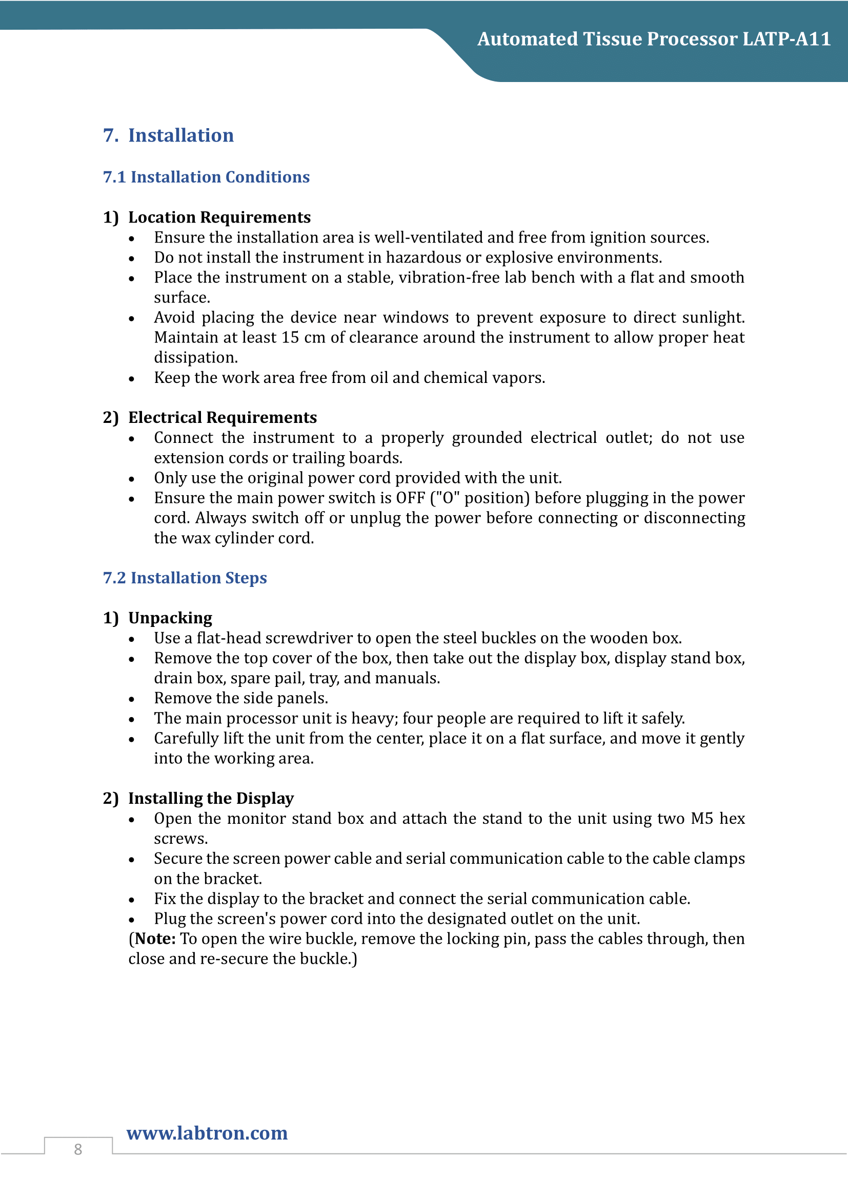 Automated Tissue Processor LATP-A11 Manual