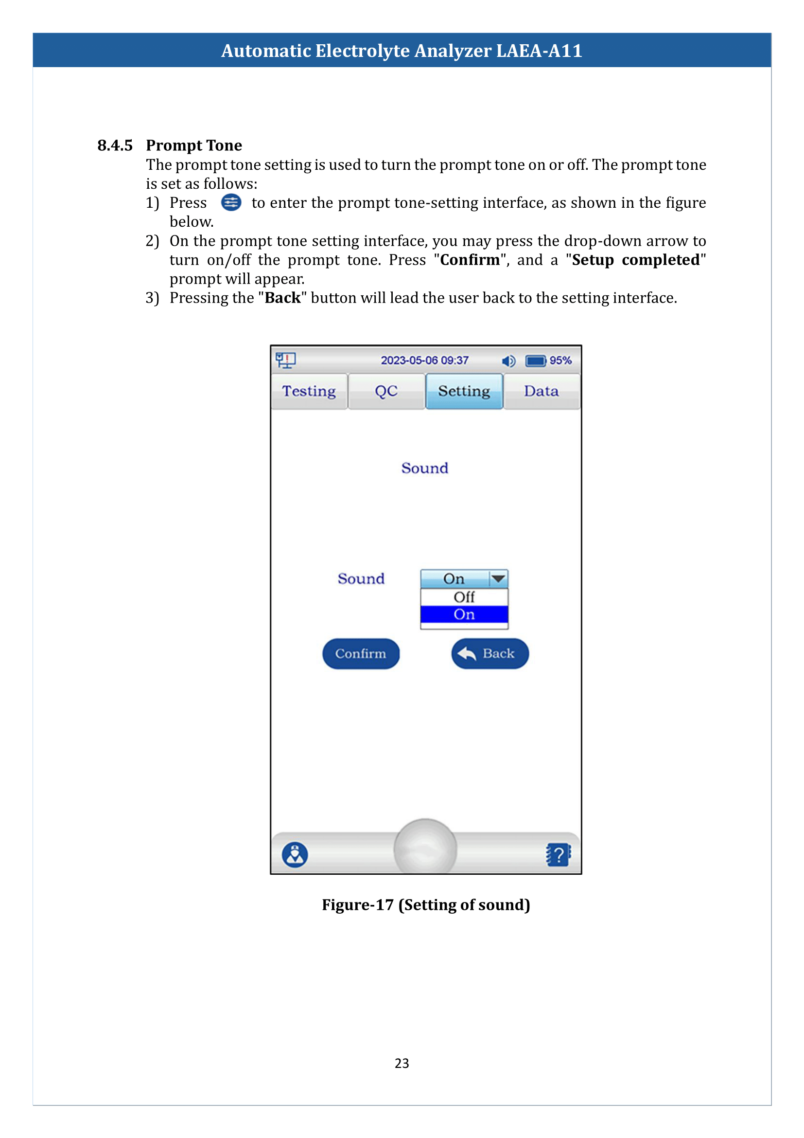 Automatic Electrolyte Analyzer LAEA-A11 Manual