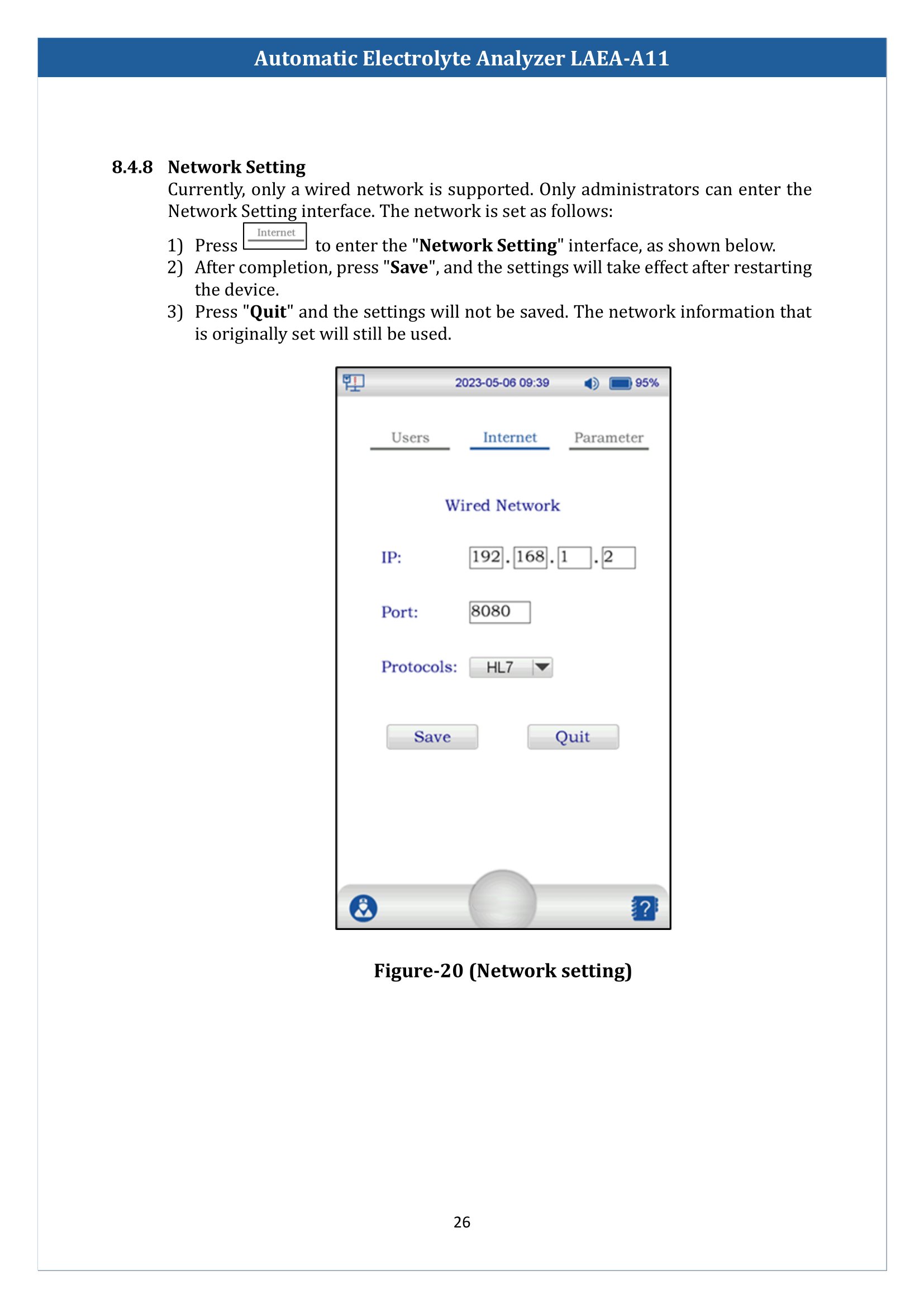 Automatic Electrolyte Analyzer LAEA-A11 Manual