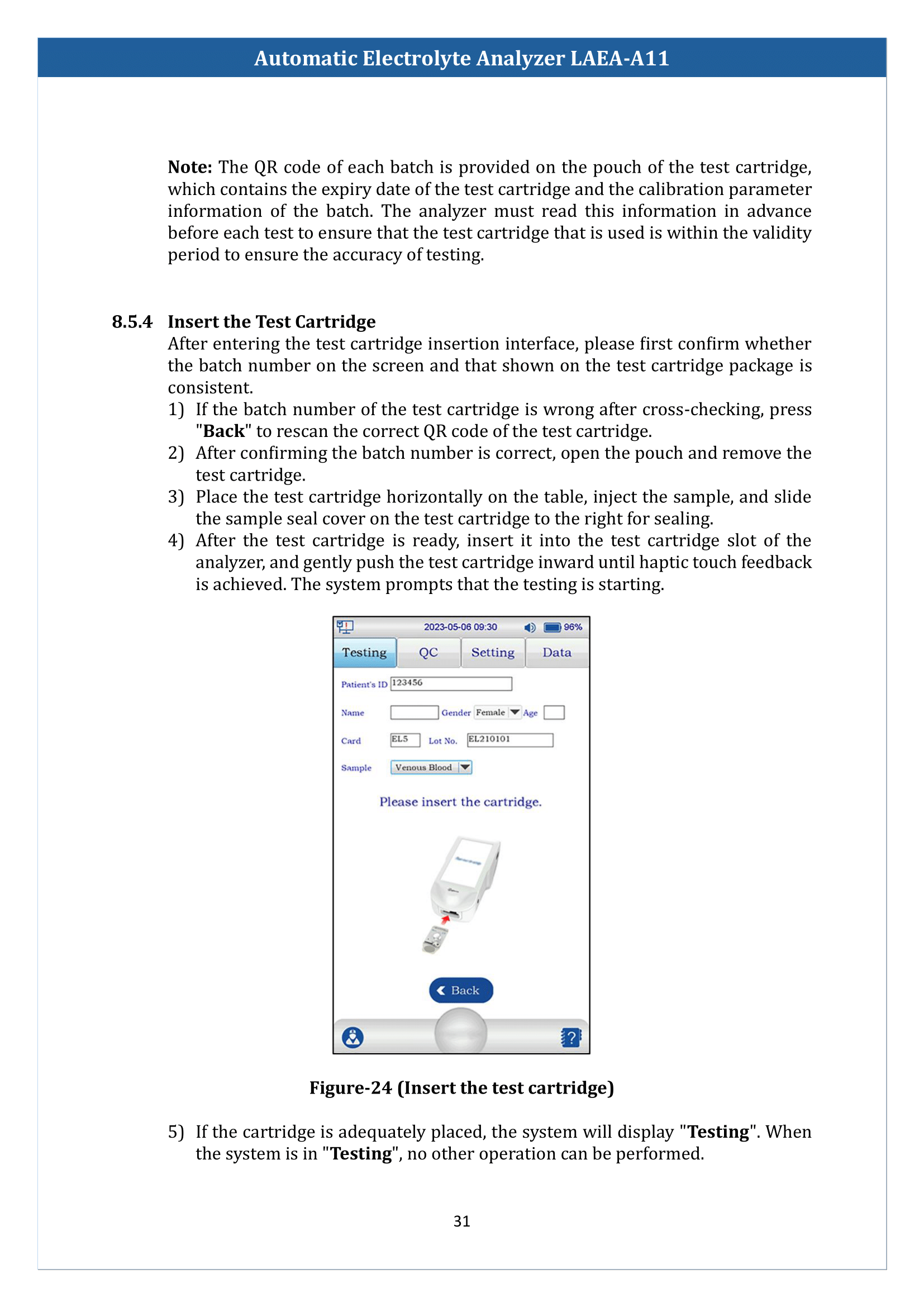 Automatic Electrolyte Analyzer LAEA-A11 Manual