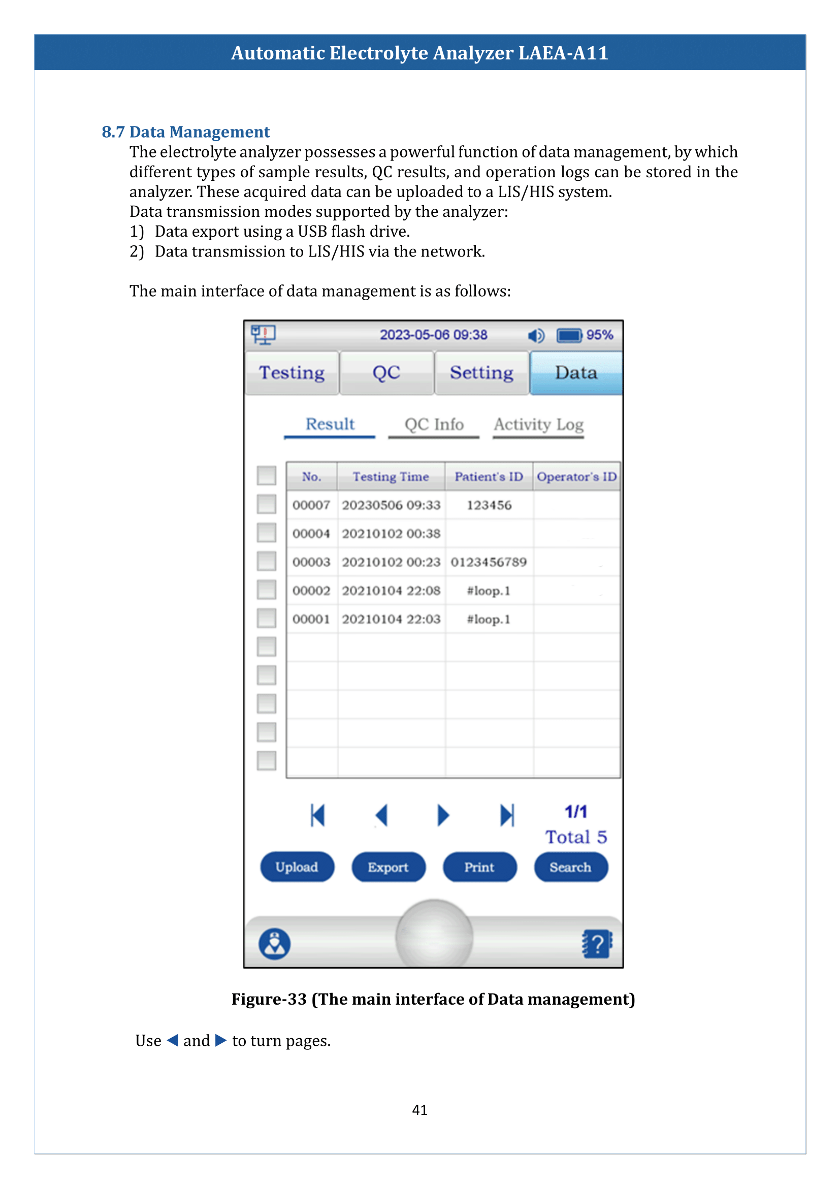 Automatic Electrolyte Analyzer LAEA-A11 Manual