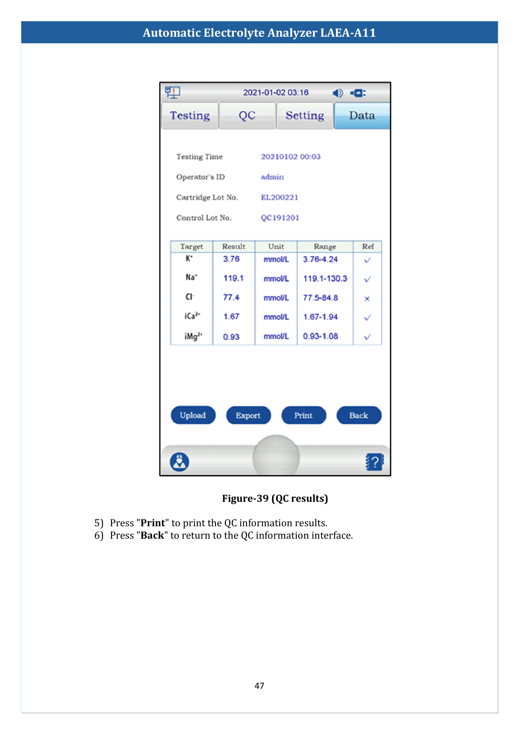 Automatic Electrolyte Analyzer LAEA-A11 Manual