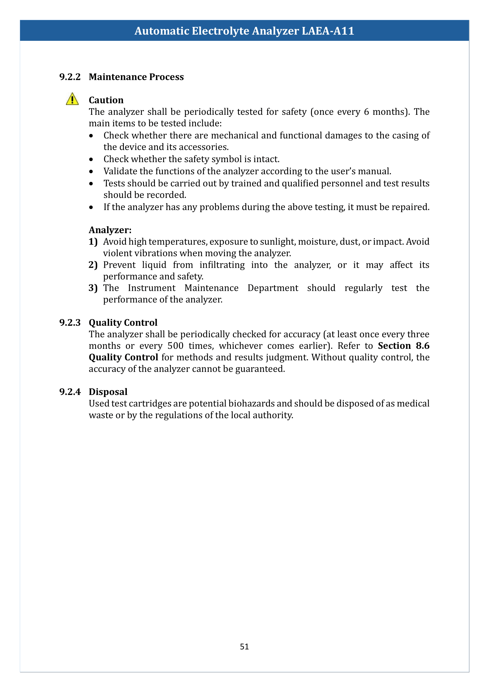 Automatic Electrolyte Analyzer LAEA-A11 Manual