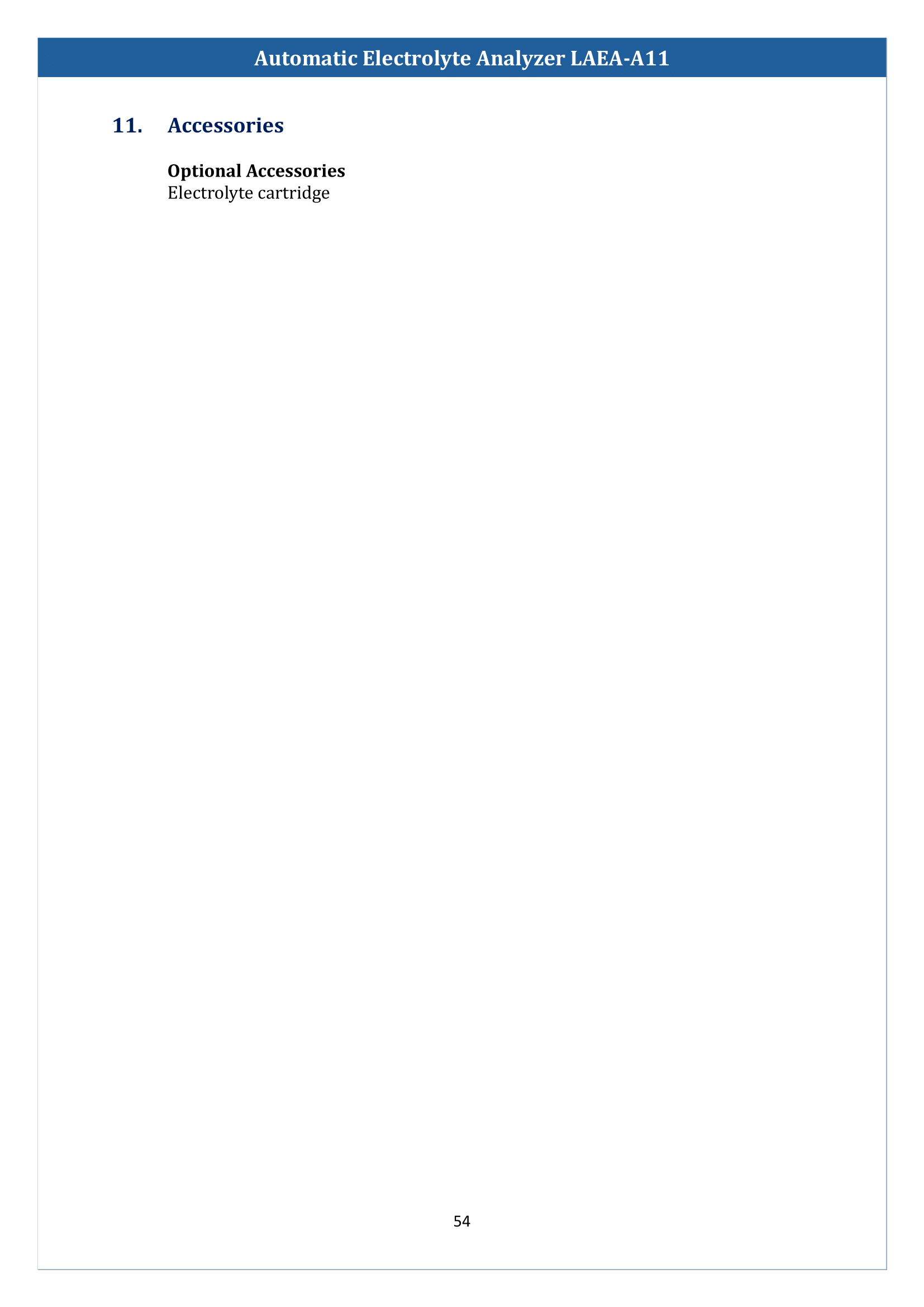 Automatic Electrolyte Analyzer LAEA-A11 Manual