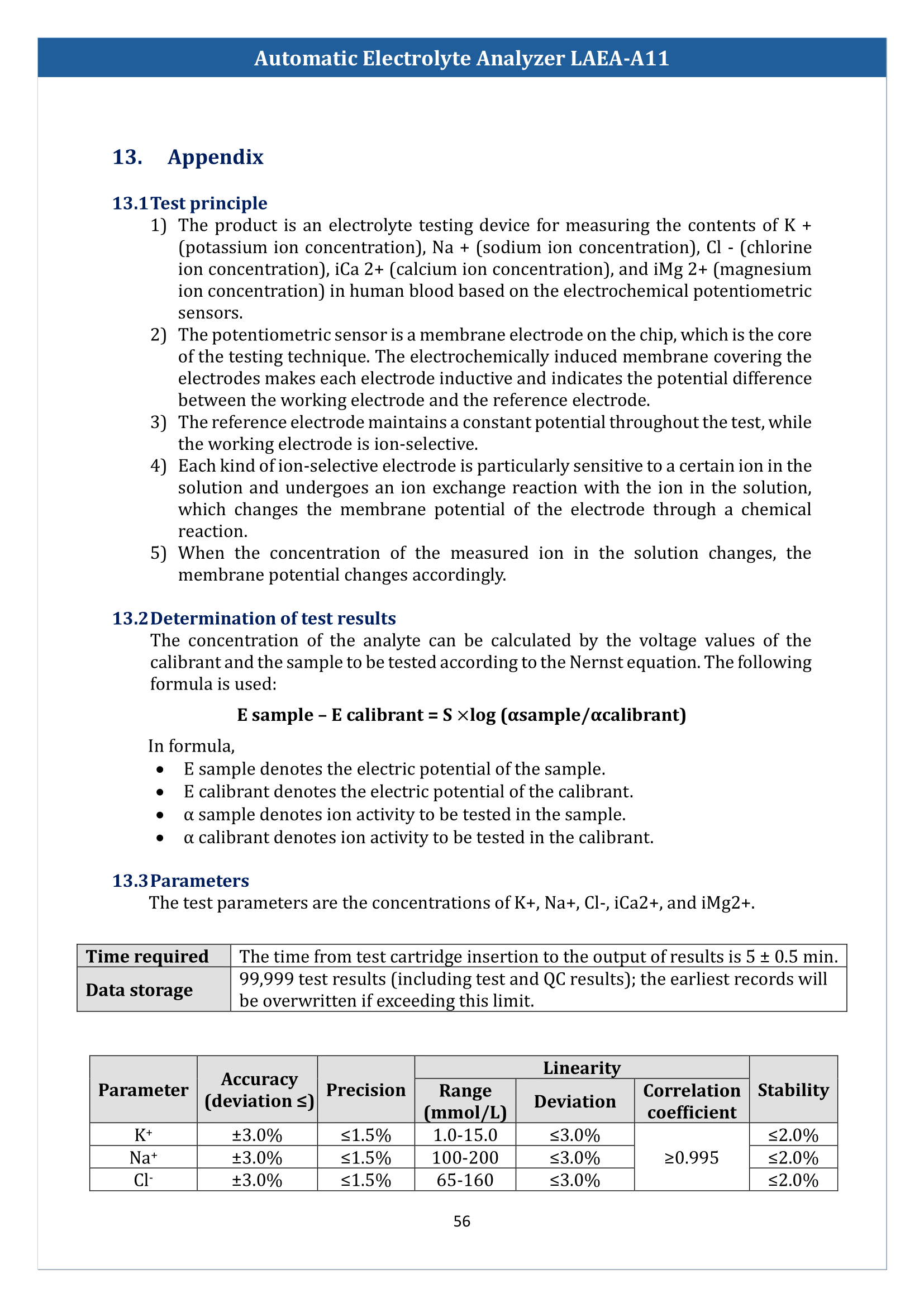 Automatic Electrolyte Analyzer LAEA-A11 Manual