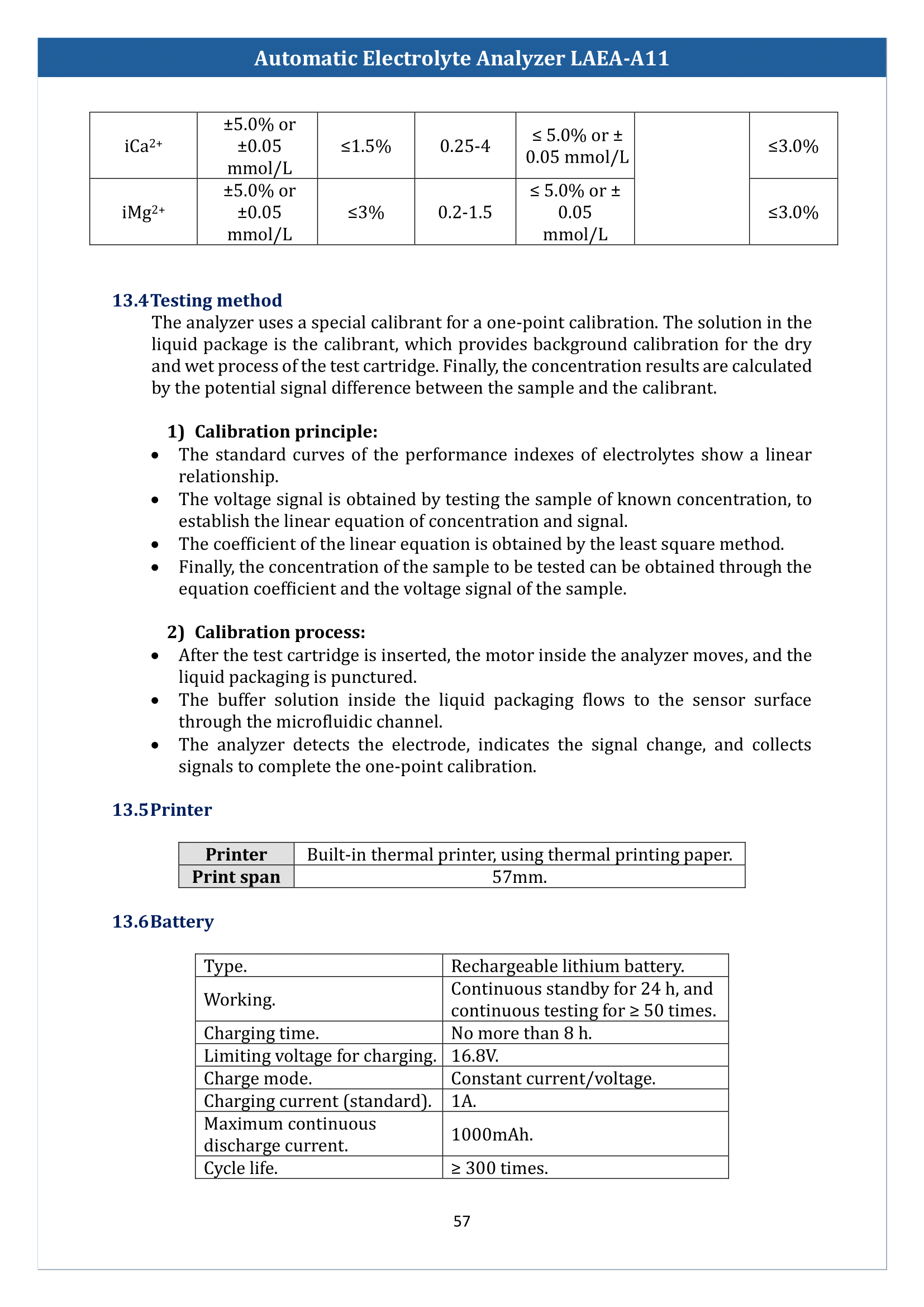 Automatic Electrolyte Analyzer LAEA-A11 Manual