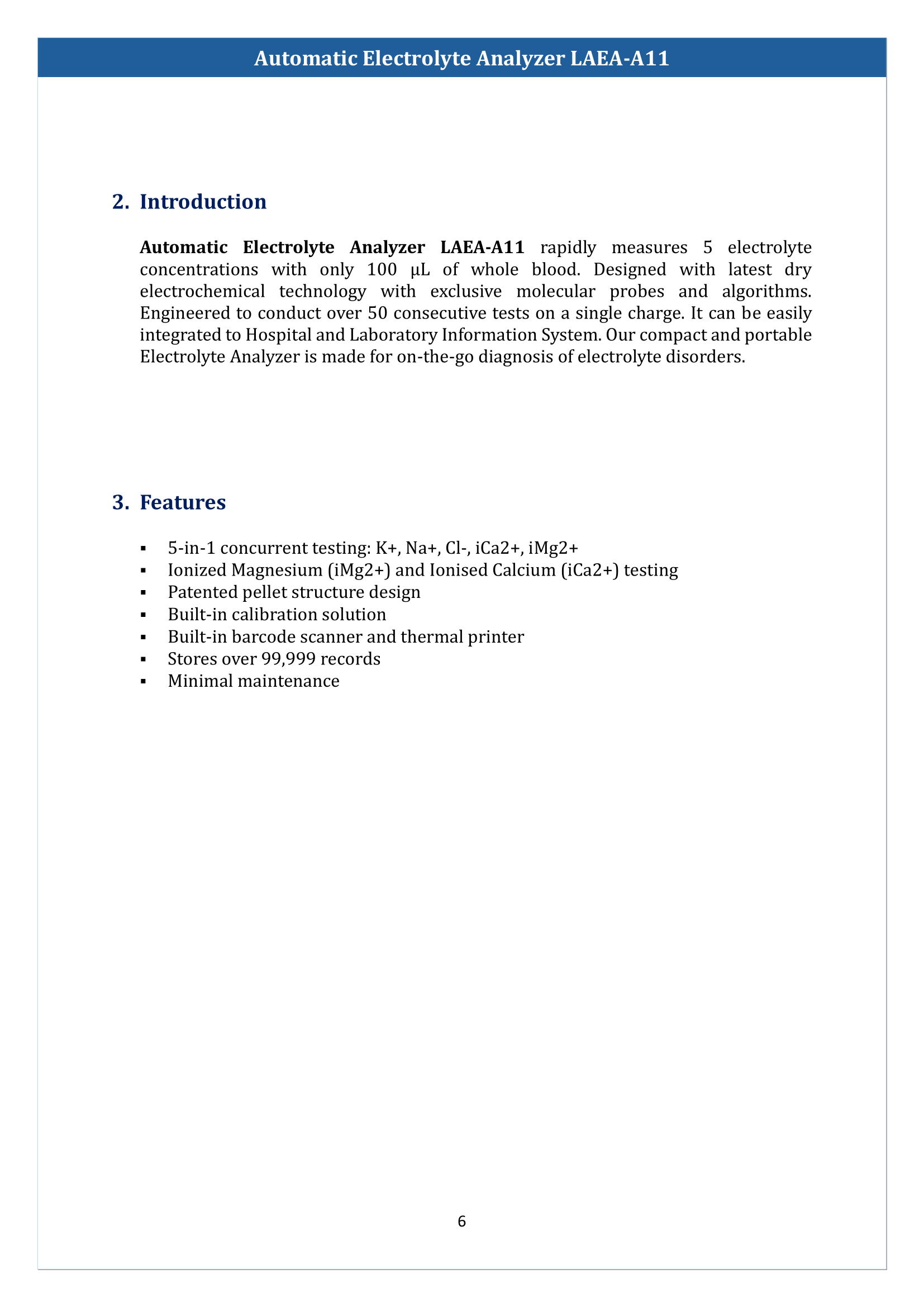 Automatic Electrolyte Analyzer LAEA-A11 Manual