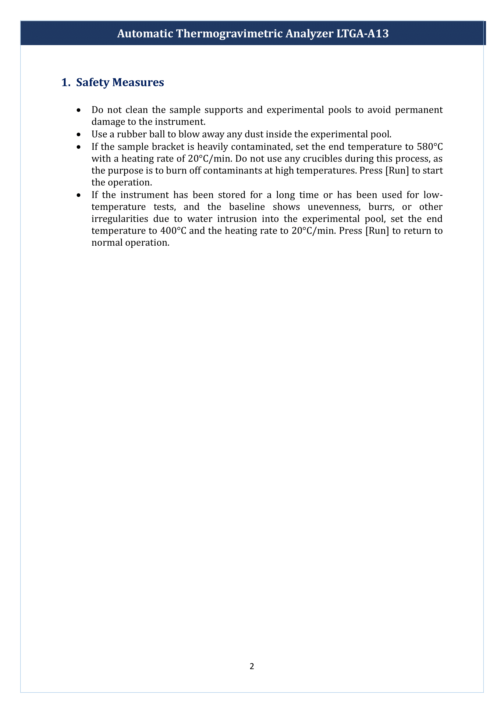 Automatic Thermogravimetric Analyzer LTGA-A13 Manual